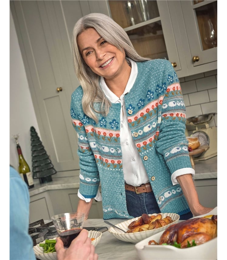 Cardigan à col rond et motif nordique Fairisle