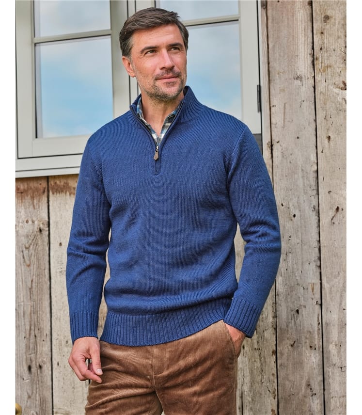 Pull à col zippé Country - Homme - Pure Laine