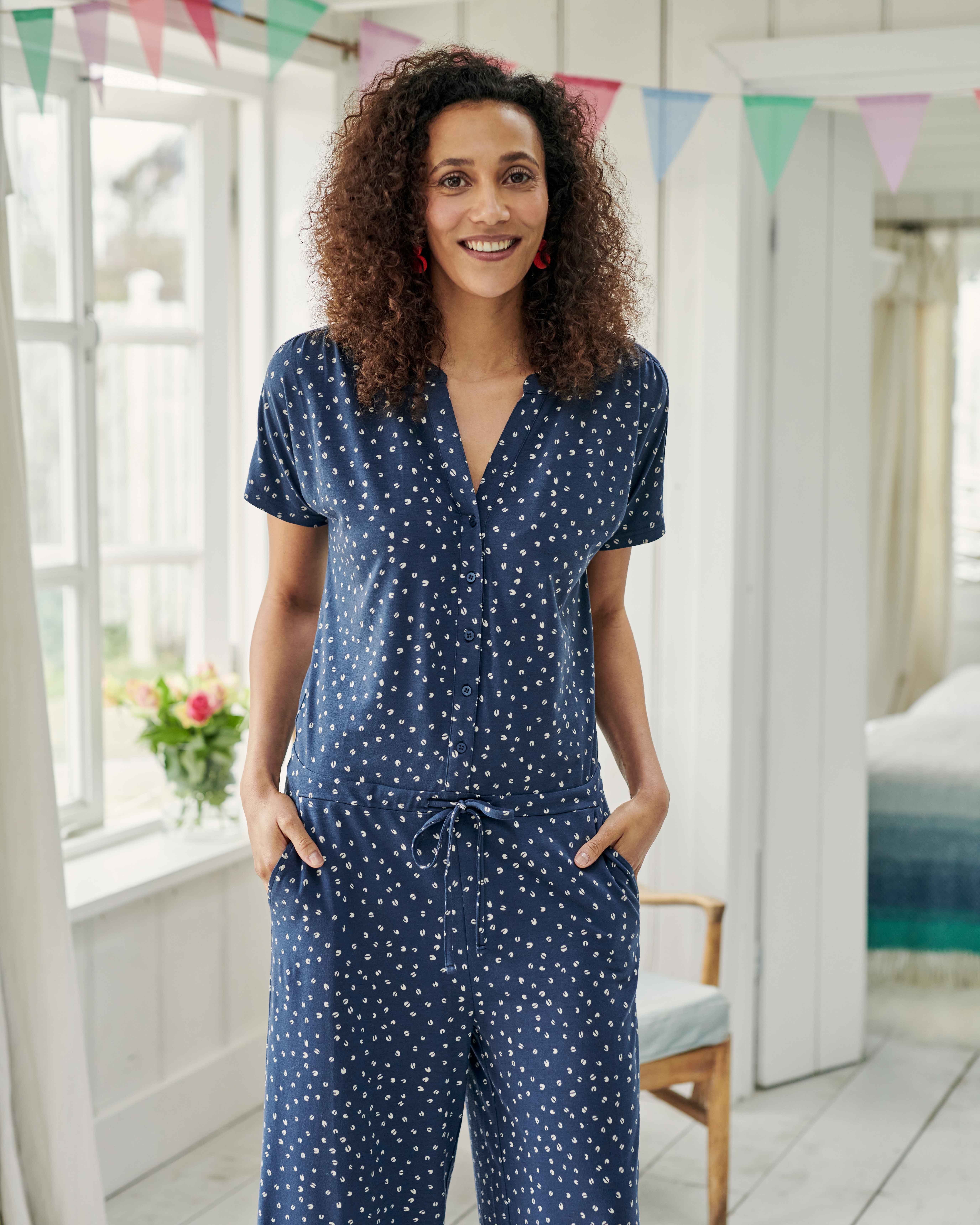 Women's Coffee Brown Shirt Collar Cotton Basic Jumpsuit