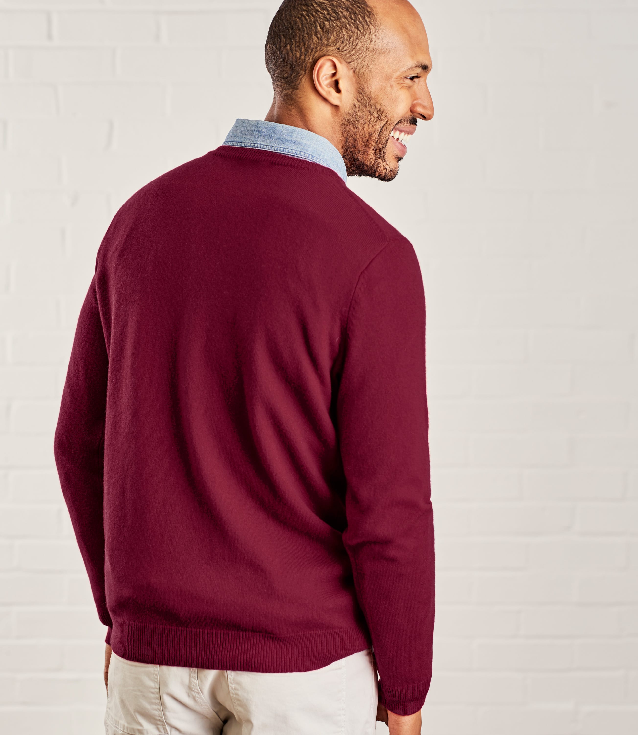 Burgundy | Cashmere Merino Crew Neck Jumper | WoolOvers AU