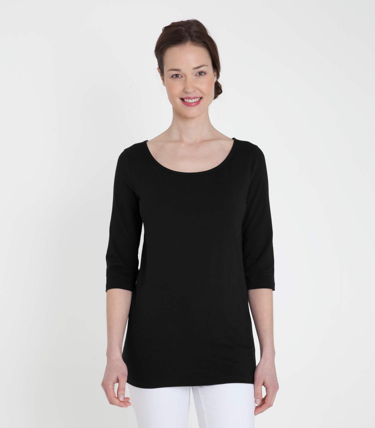 T-shirt tunique à manches 3/4 - Femme - Jersey L Noir ébène