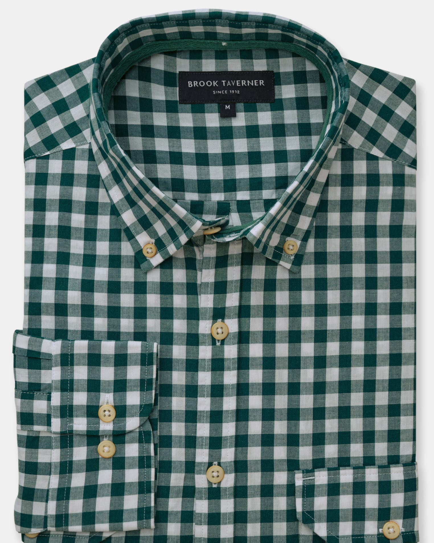 Evergreen Relaxed Washed Poplin Gingham Shirt WoolOvers UK
