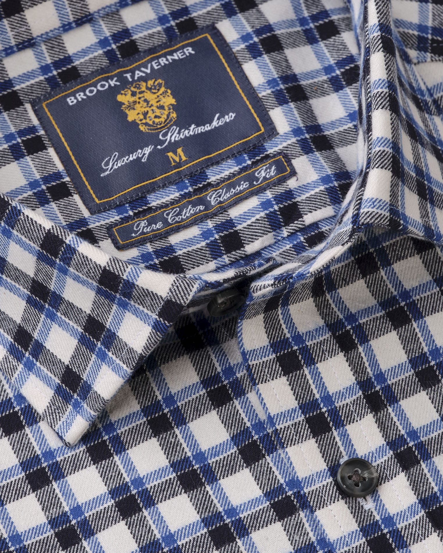 Black/Blue Check | Brushed Cotton Checked Shirt | WoolOvers UK