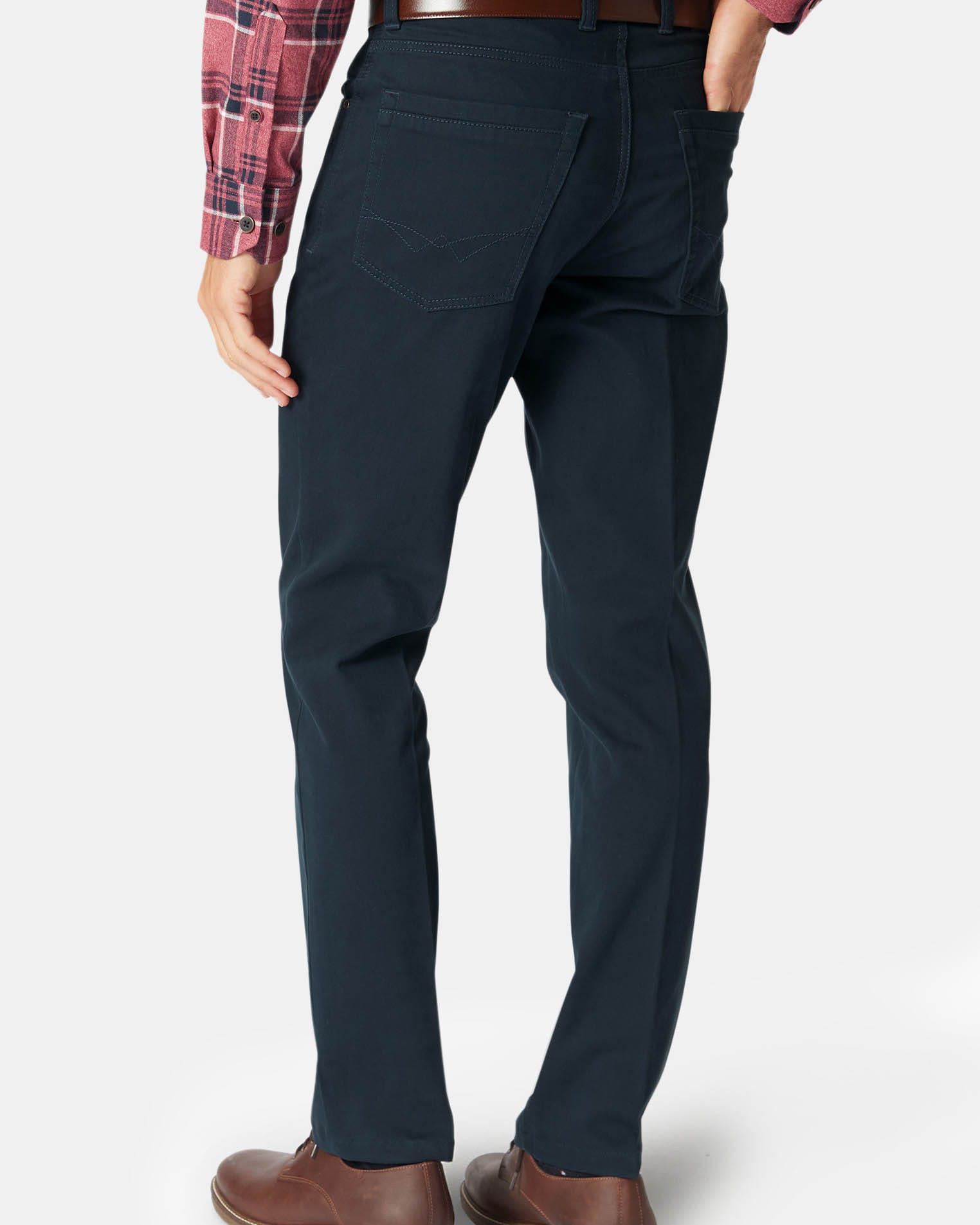 Navy Drew Classic Fit 5 Pocket Canvas Jeans WoolOvers UK