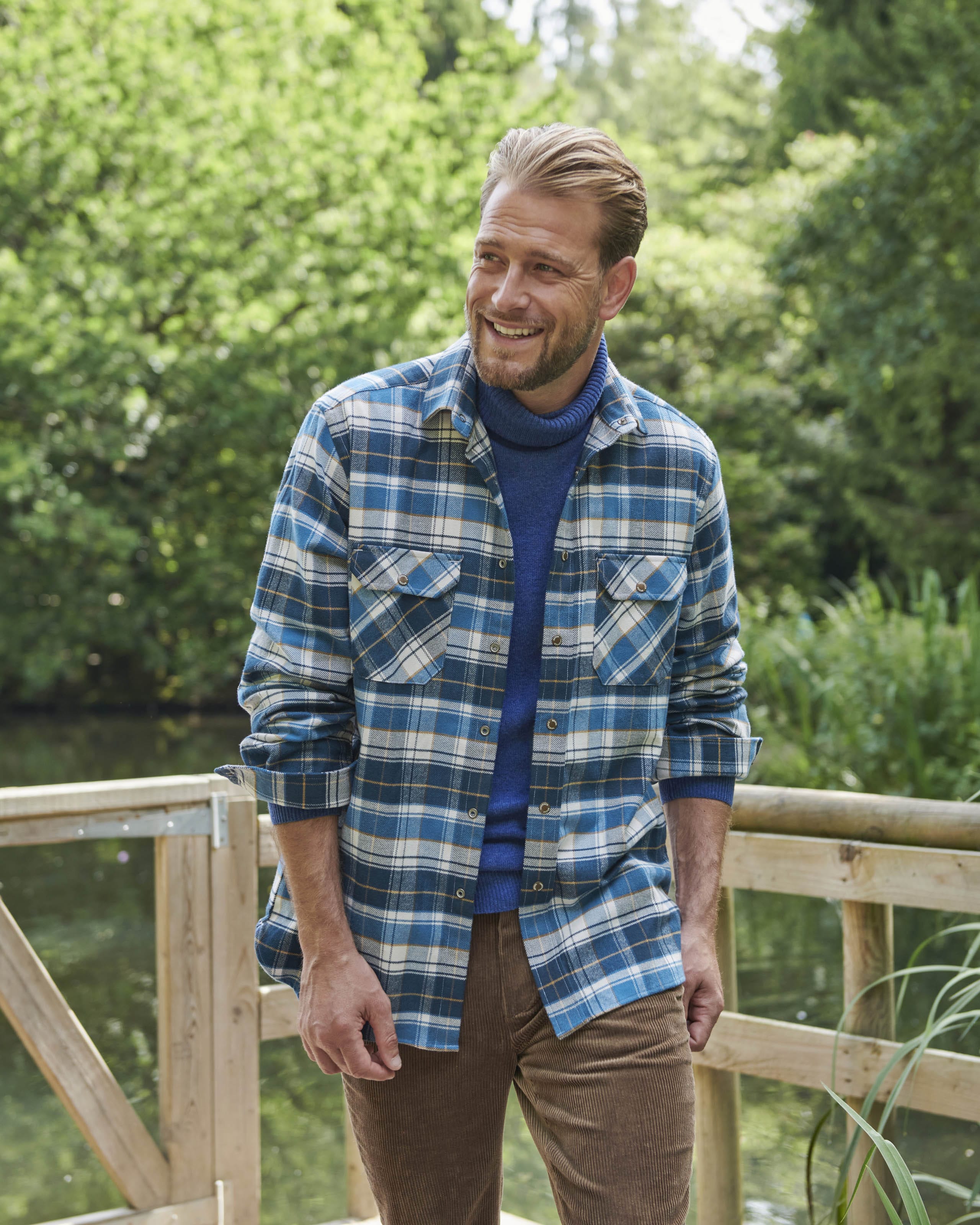 Blue/Mustard Check | Lumberjack Overshirt | WoolOvers UK