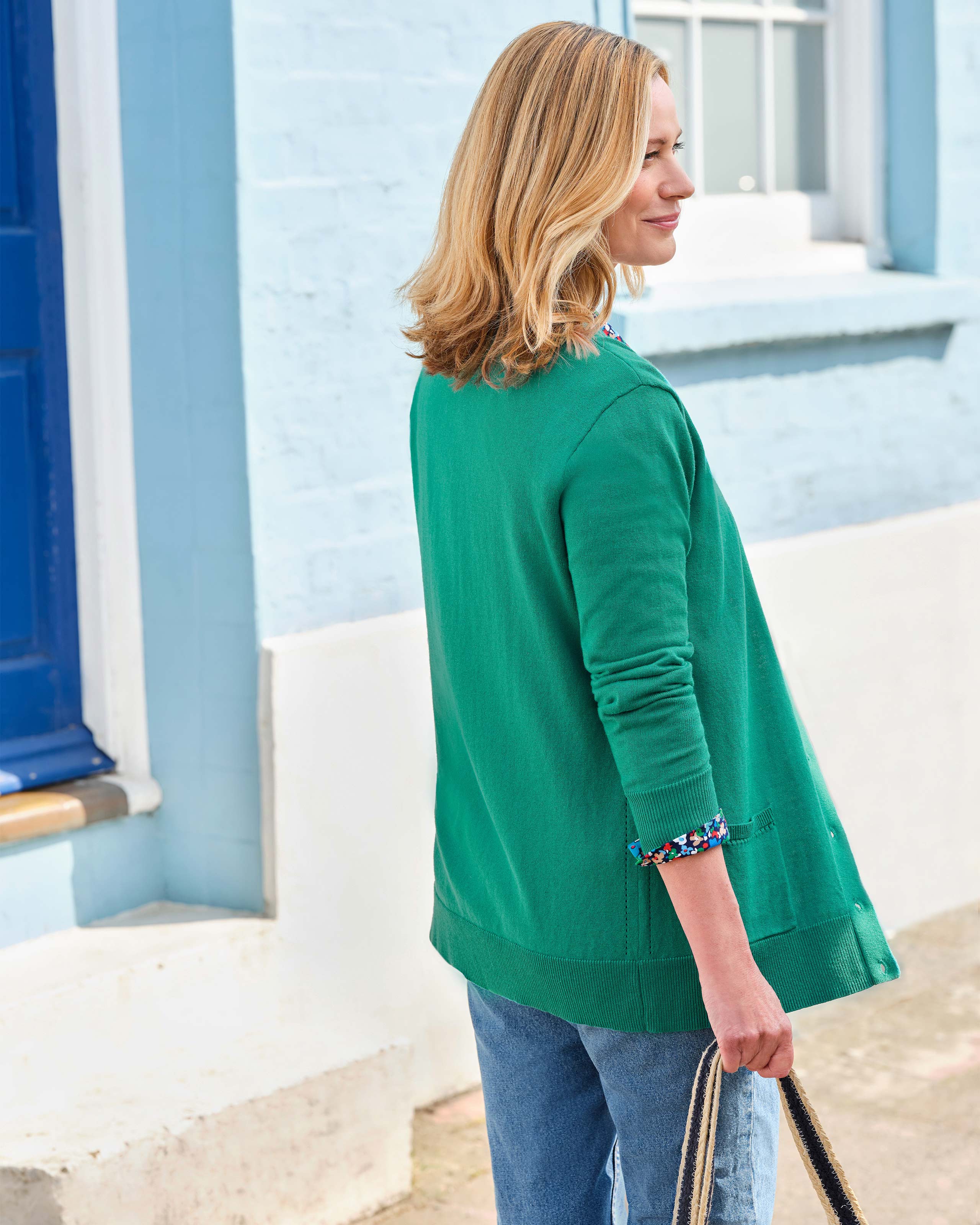 Strickjacke Damen Langarm Ohne Knöpfe - Leichter Cardigan Mit Taschen