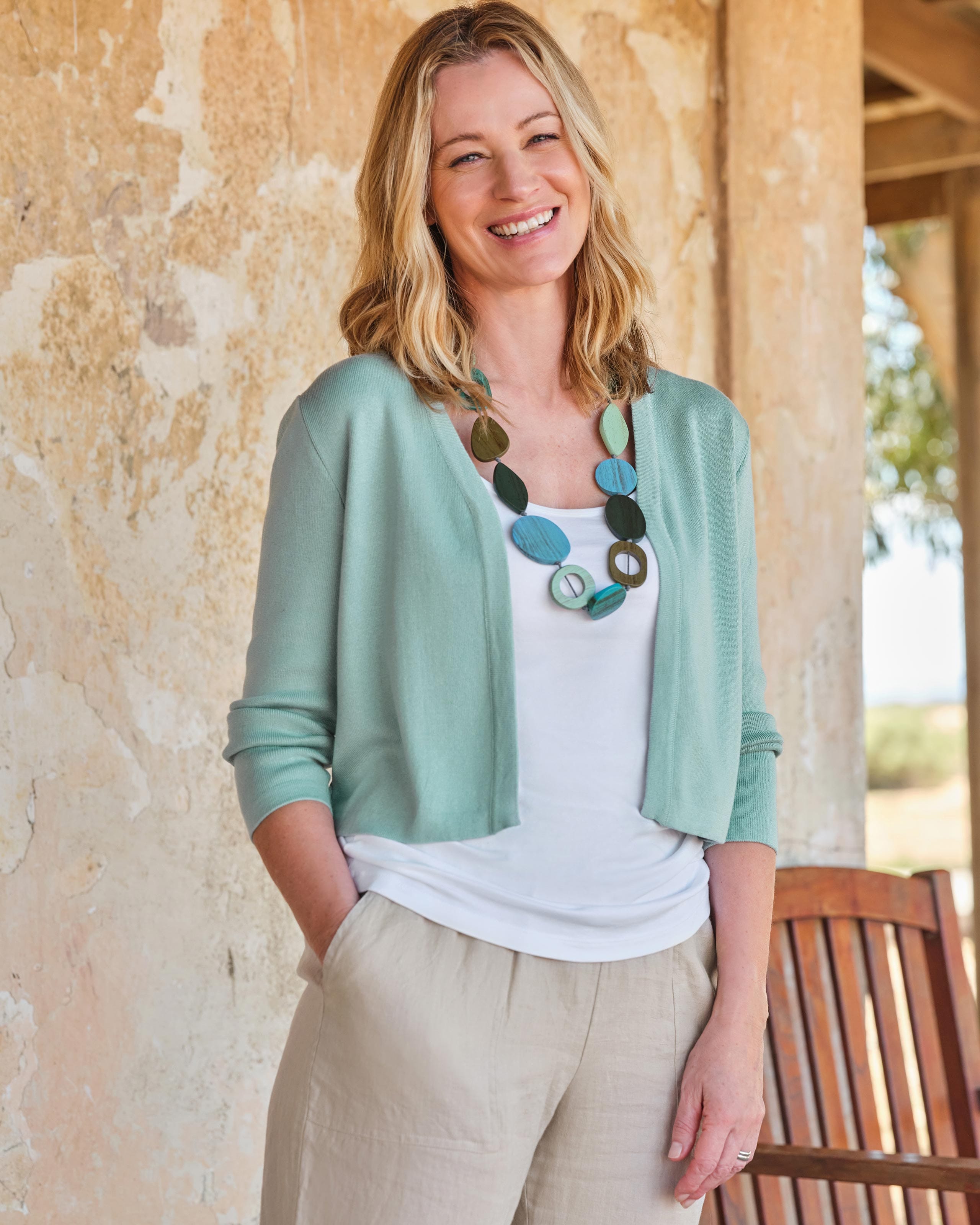 Soft Mint | Cropped Edge To Edge Cardi | WoolOvers AU