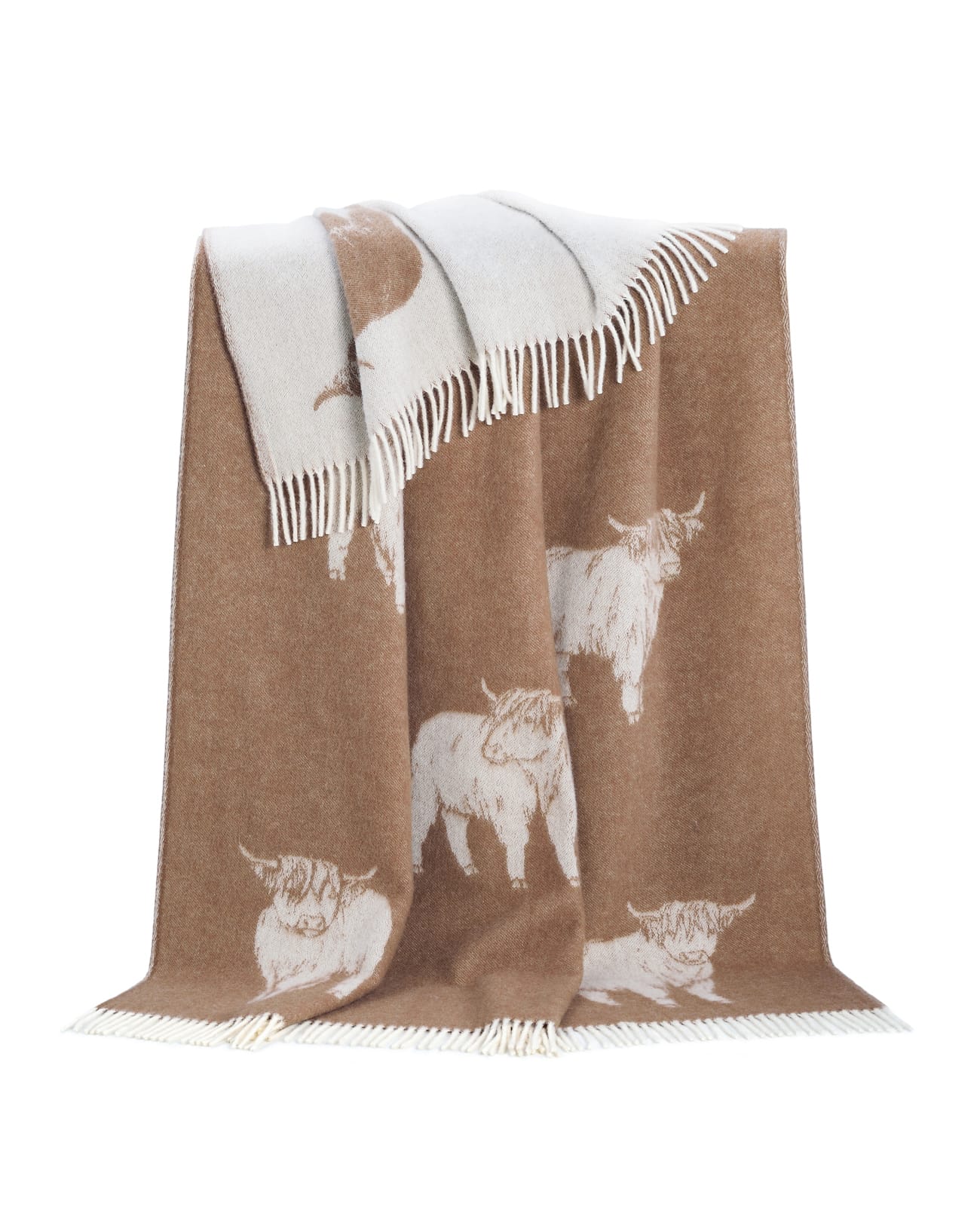 Brown Highland Cow | Pure Wool Animal Throw | WoolOvers UK