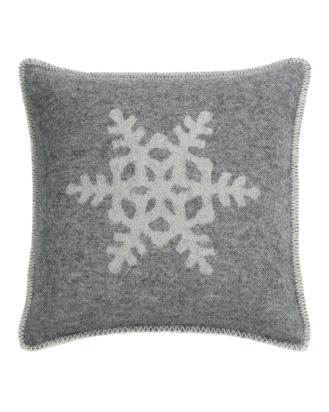 Soft Grey Snowflake Wool Festive Cushion Cover WoolOvers UK