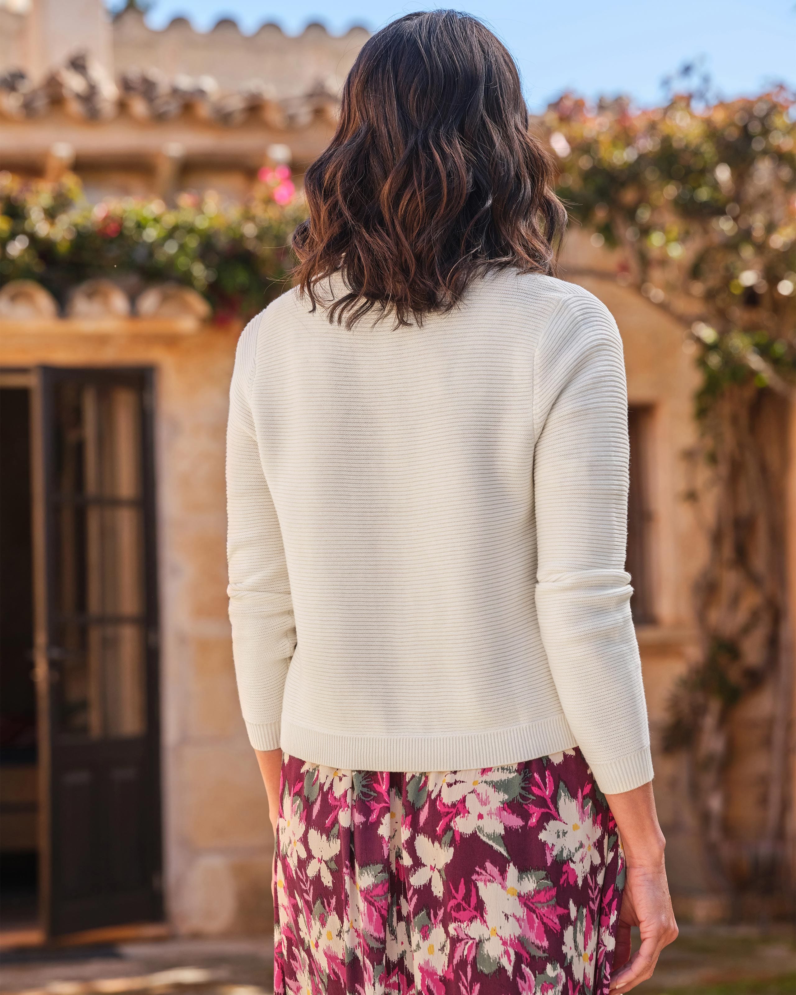 White Garter Stitch Cardigan main image 1