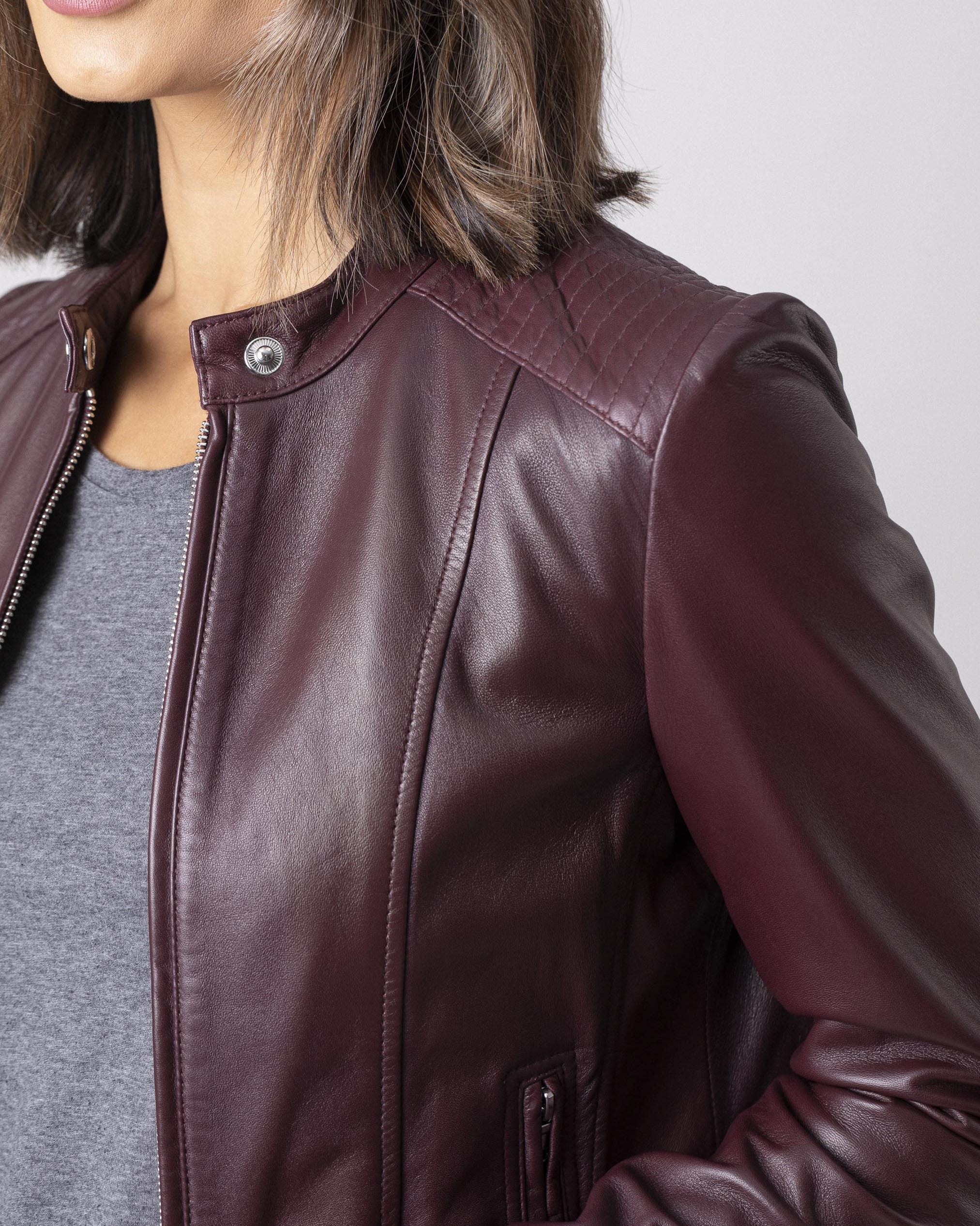 Bordeaux | Thea Leather Jacket | WoolOvers UK