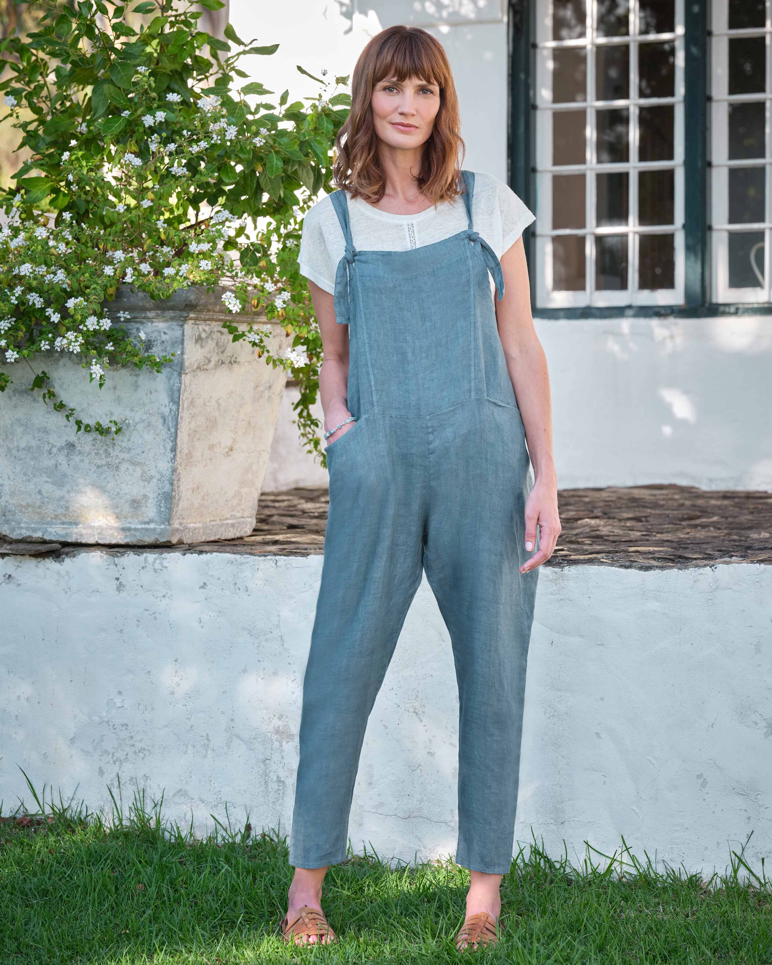 Denim Blue | Relaxed Linen Jumpsuit | WoolOvers UK