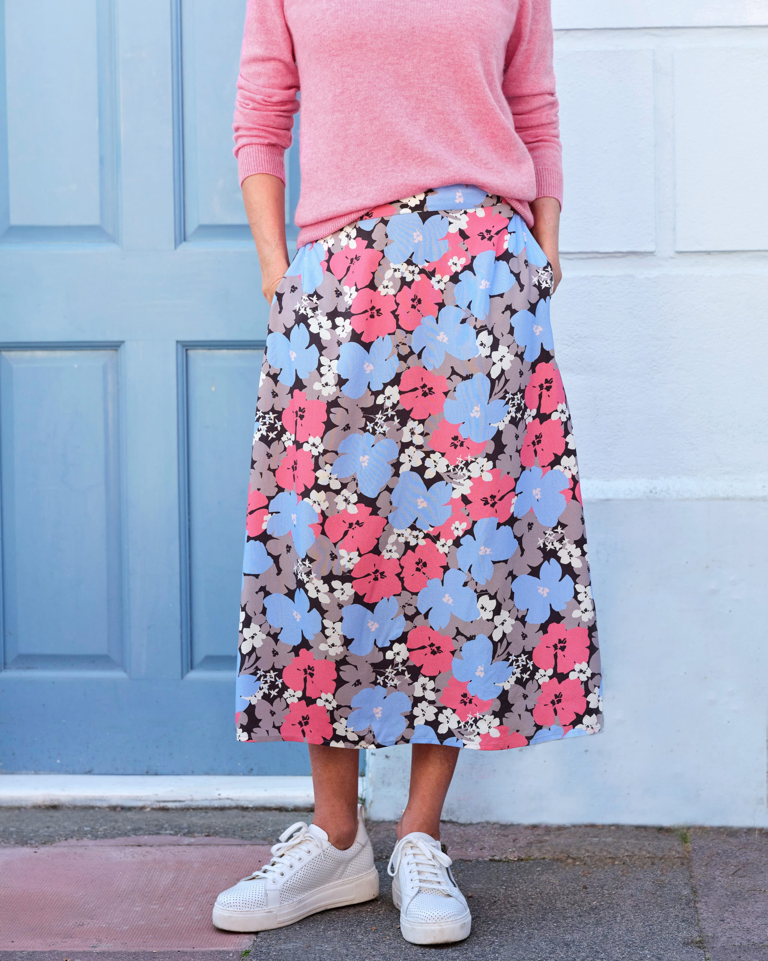 Large Scale Floral | Elasticated Waist Woven Skirt | WoolOvers UK