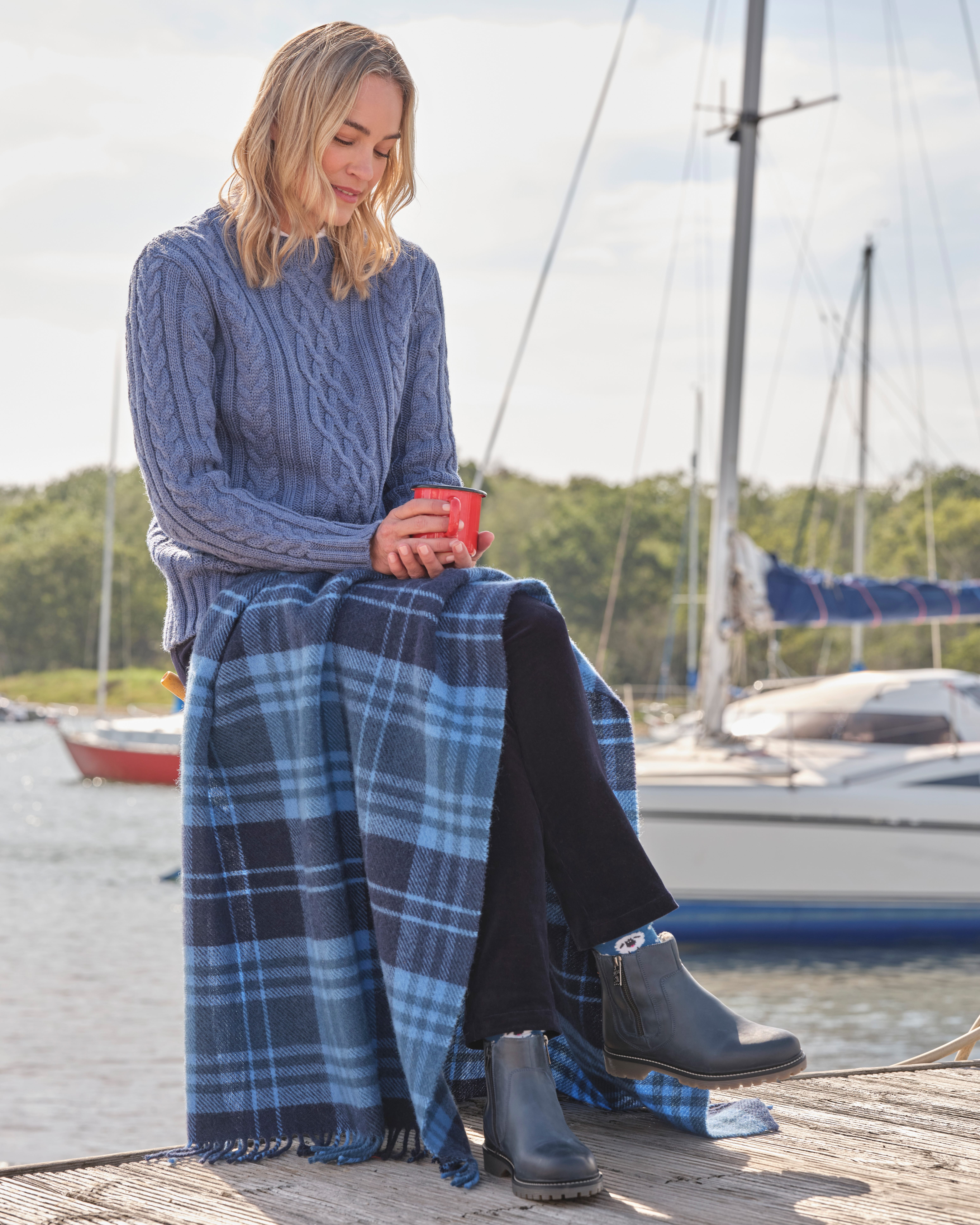 Navy/Blue/Ink | Pure Wool Small Blanket | WoolOvers UK