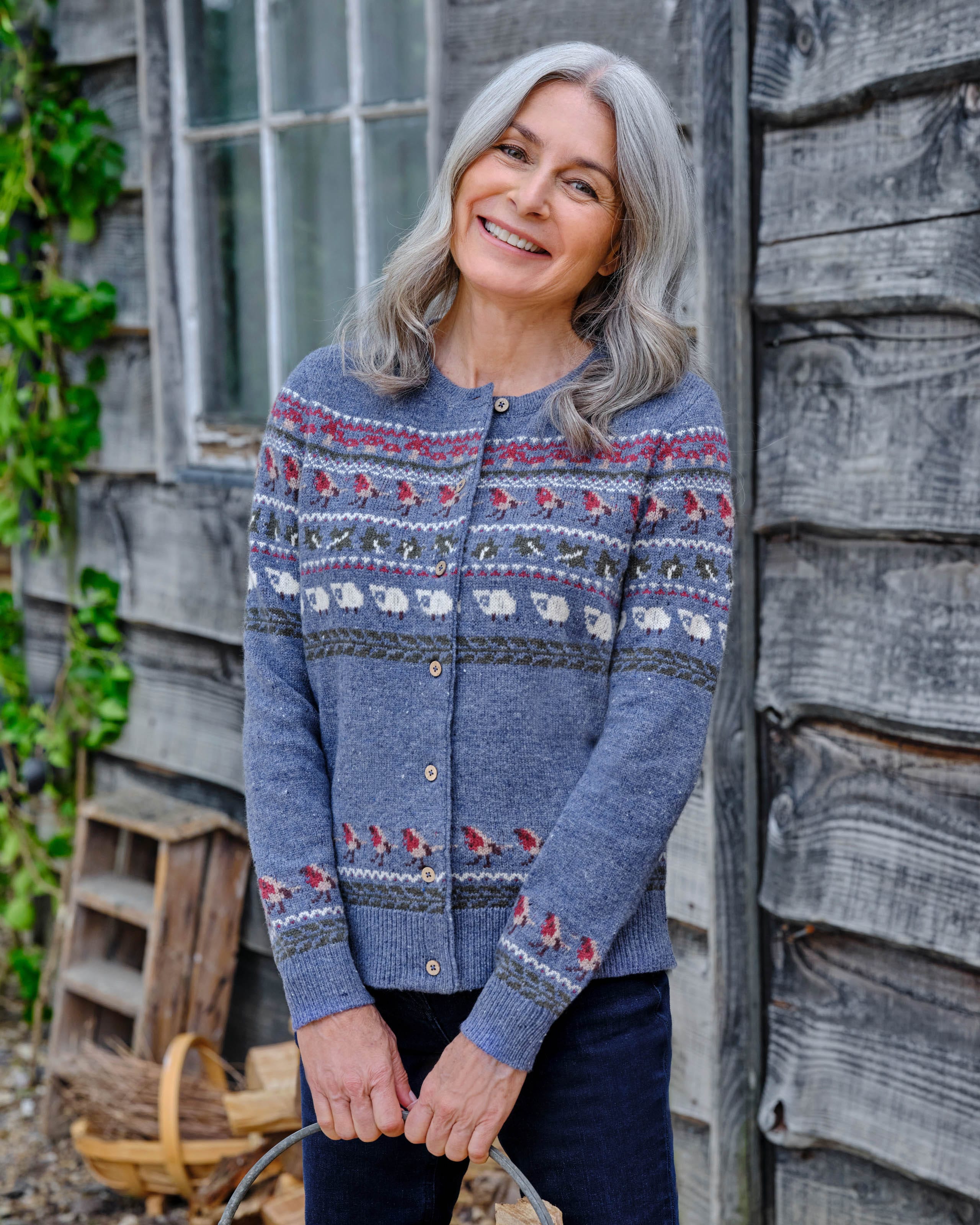 Denim Multi | Robin Fairisle Cardigan | WoolOvers UK