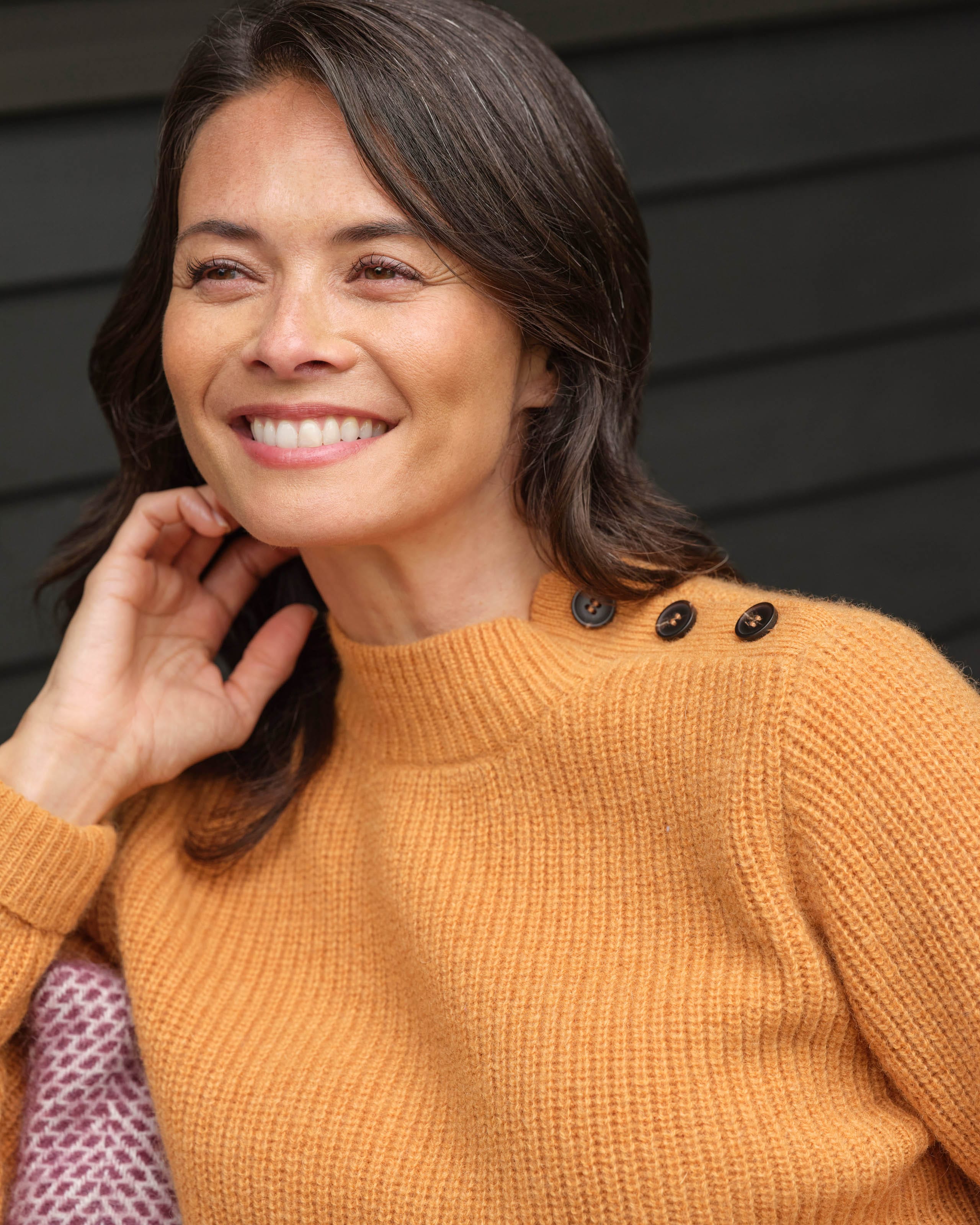 Pale Nutmeg Side Button Neck Sweater WoolOvers US