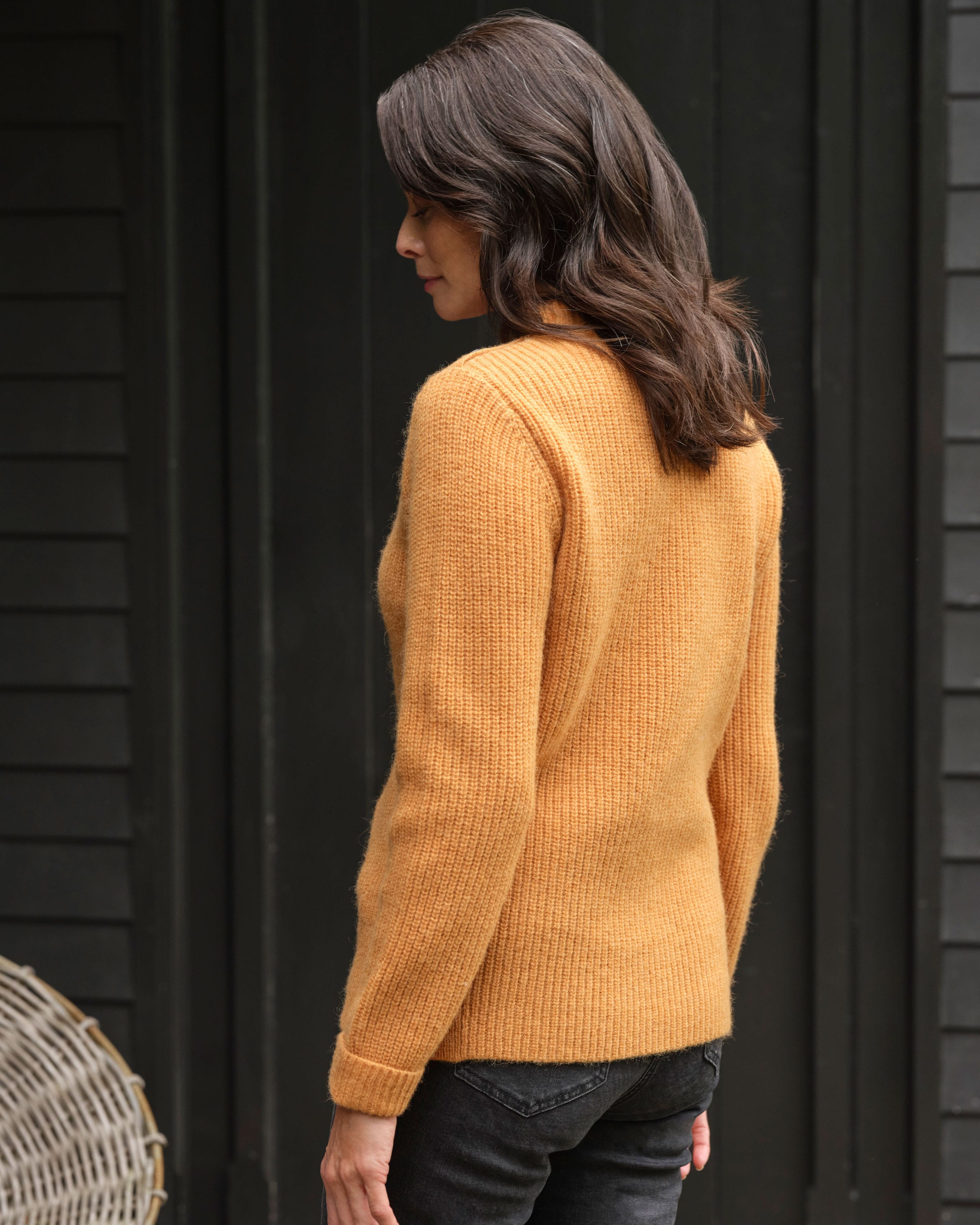 Pale Nutmeg Side Button Neck Jumper WoolOvers UK