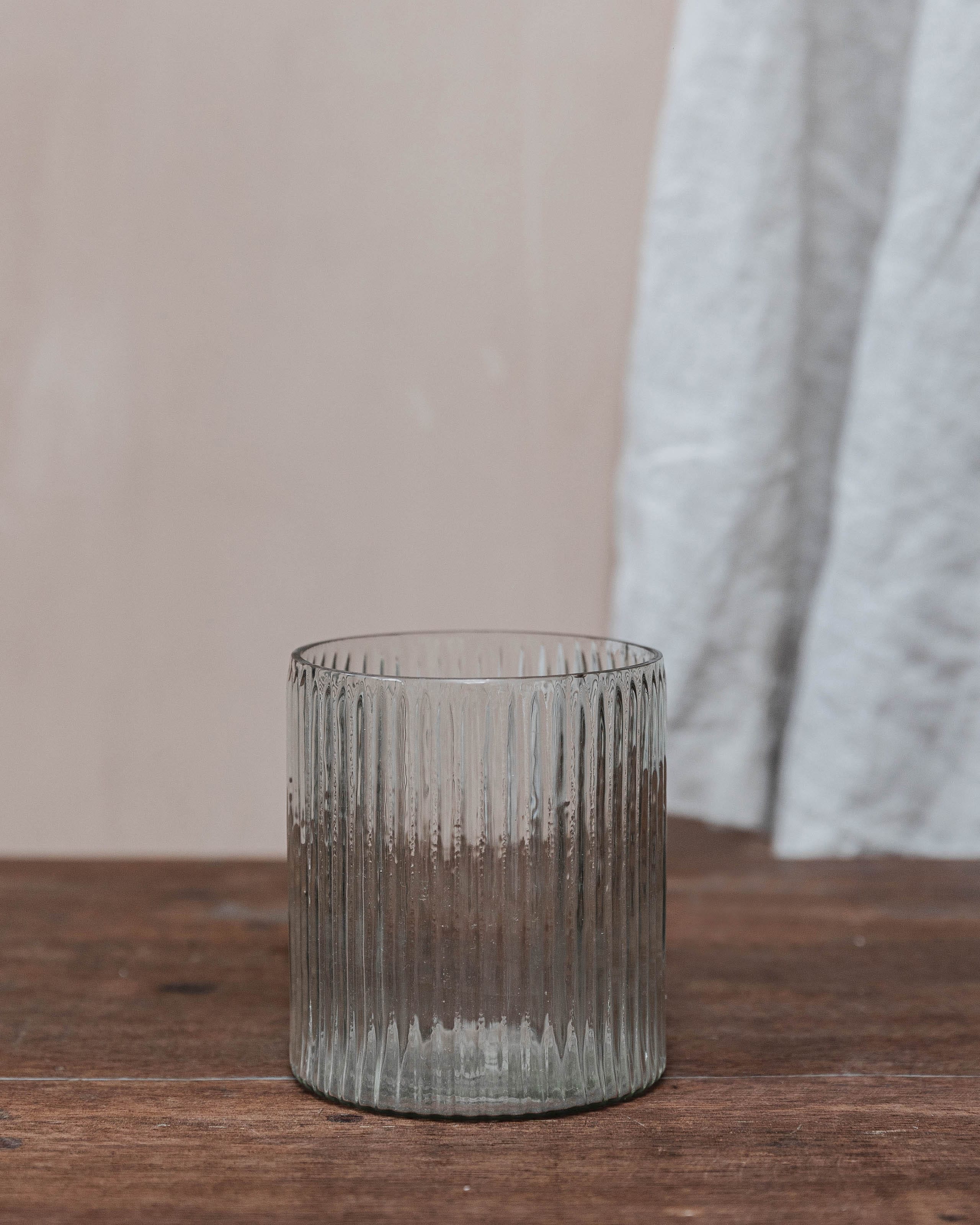 Ribbed Wide Glass Vase WoolOvers UK