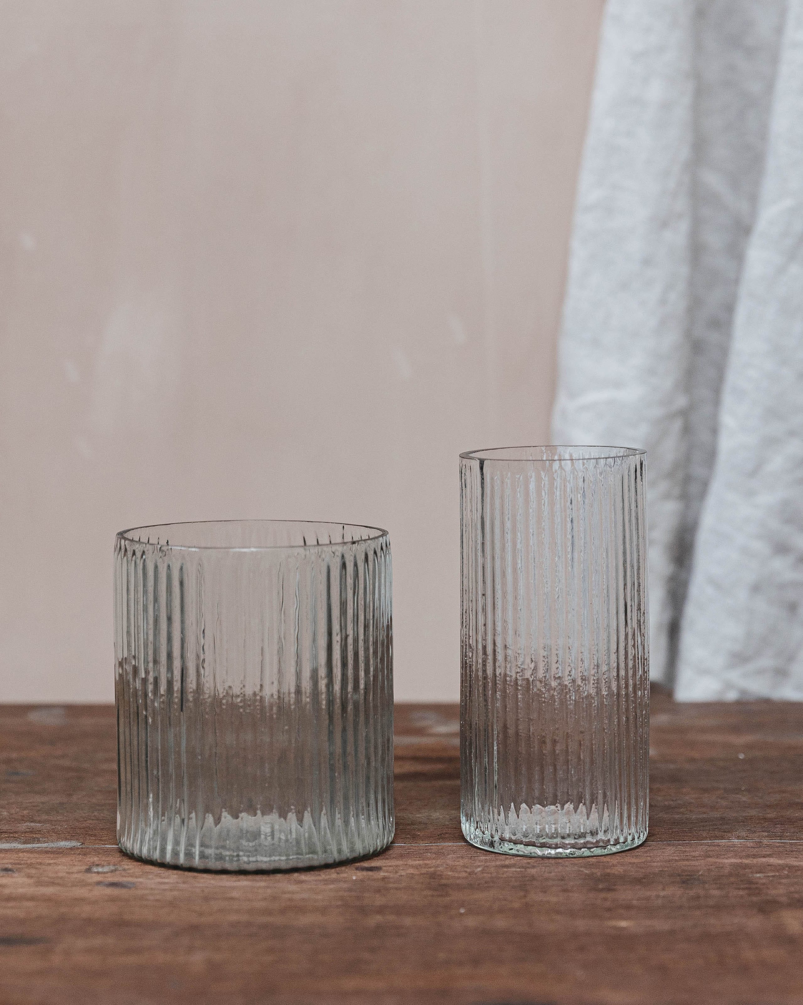 Ribbed Wide Glass Vase WoolOvers UK