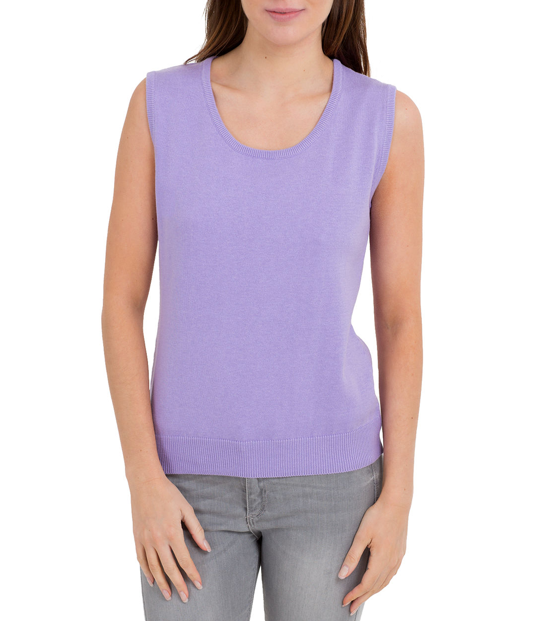 Lilac | Womens Silk & Cotton Scoop Neck Sleeveless Jumper | WoolOvers UK