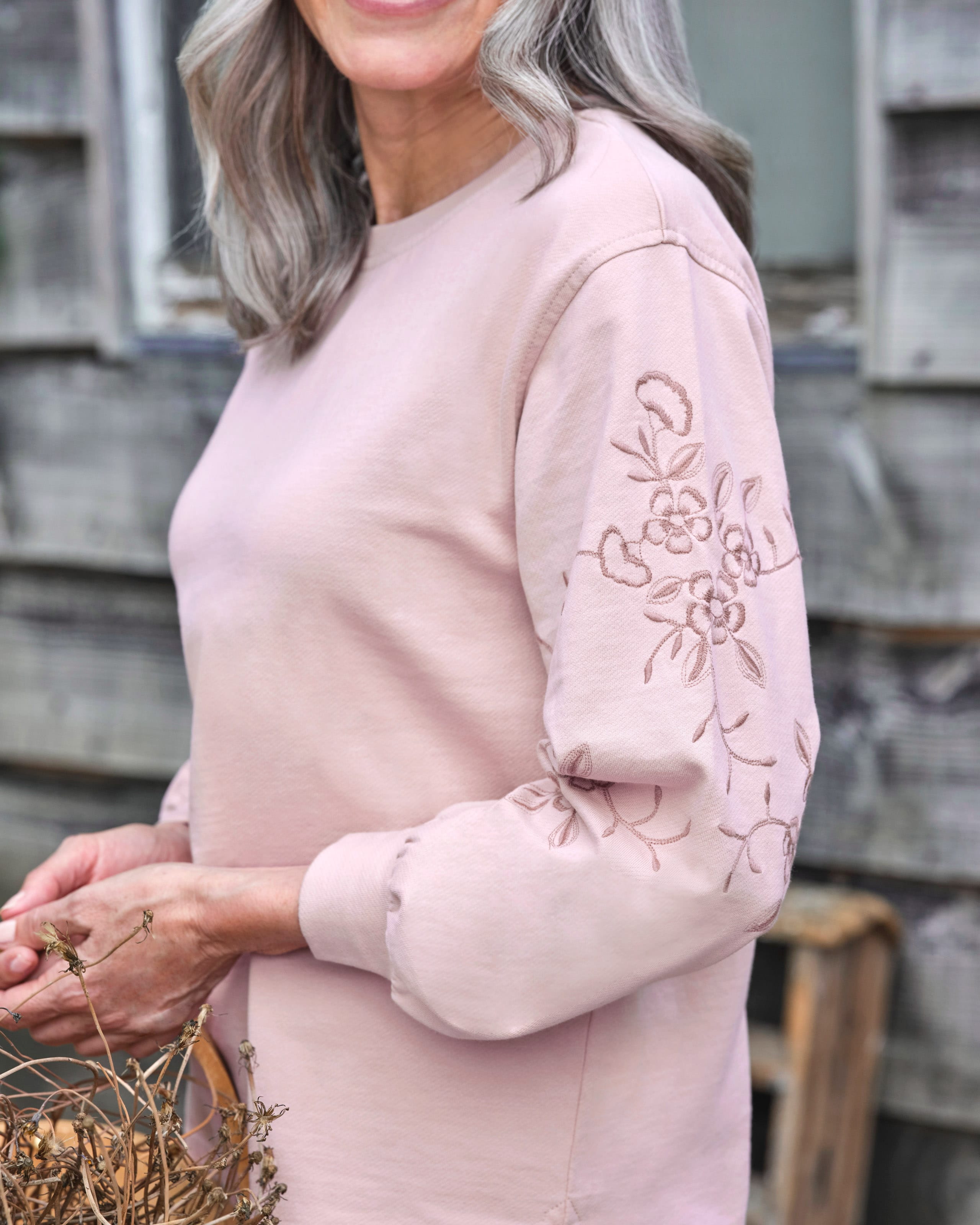 Blush Pink Embroidered Sleeve Sweater WoolOvers US