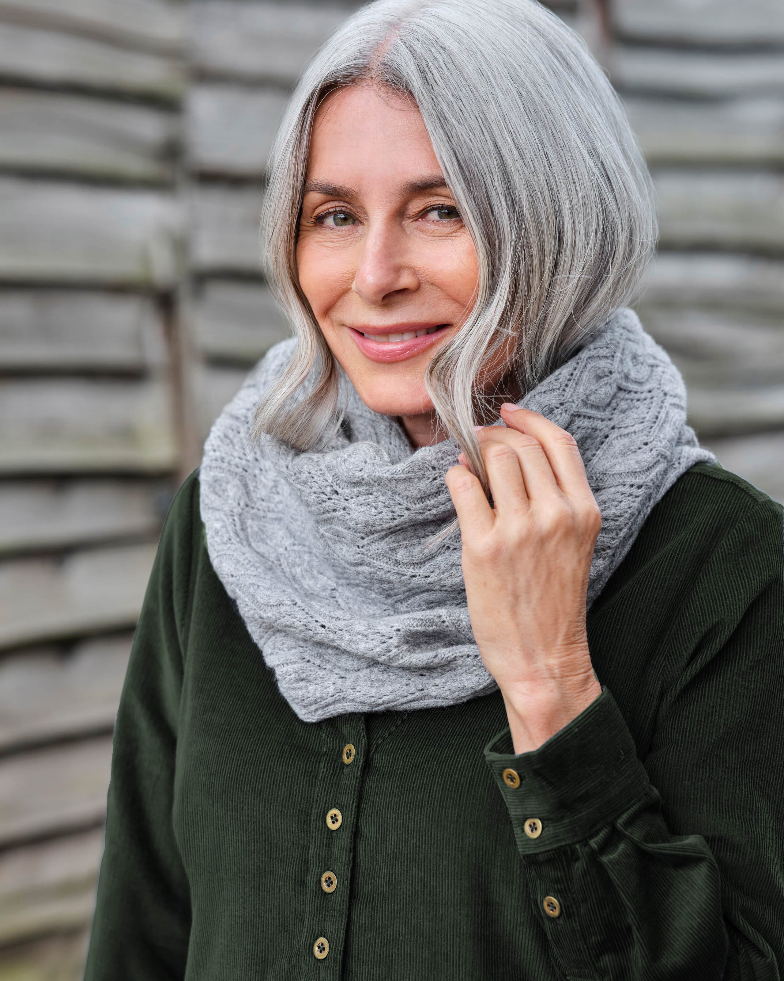 Grey Marl Pointelle Snood WoolOvers UK