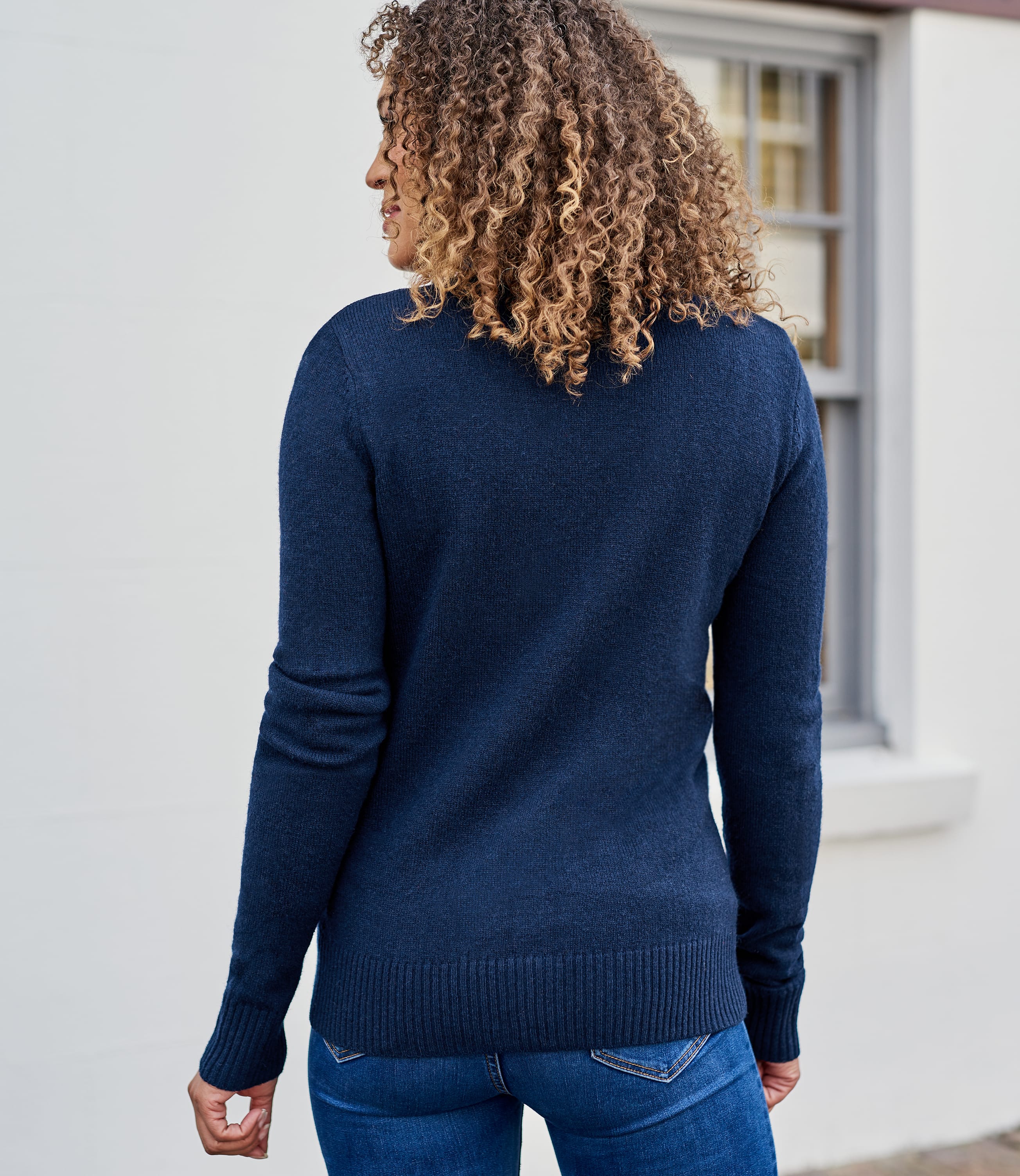 Navy | Lambswool Zip Thru Cardigan | WoolOvers AU