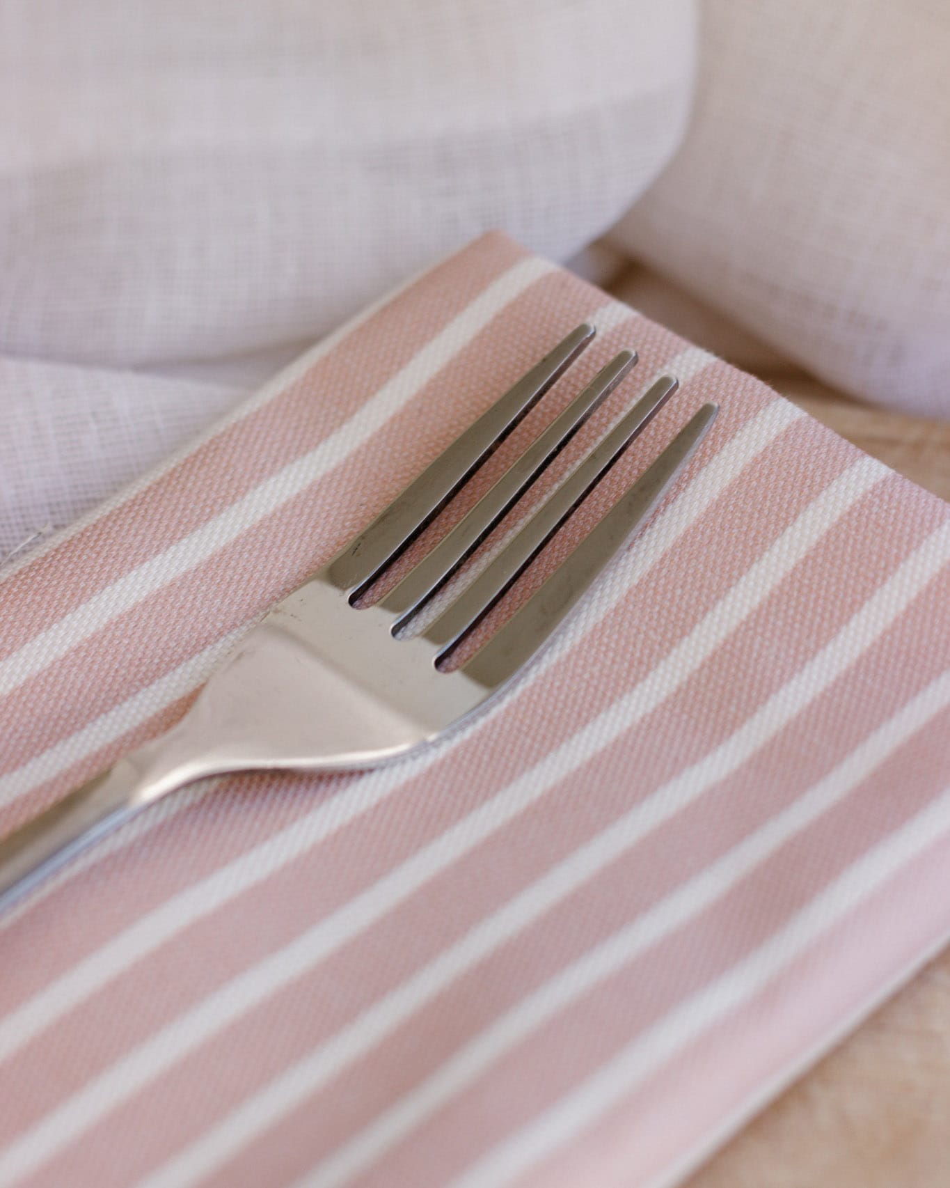 Blush Pink Striped Napkin WoolOvers UK