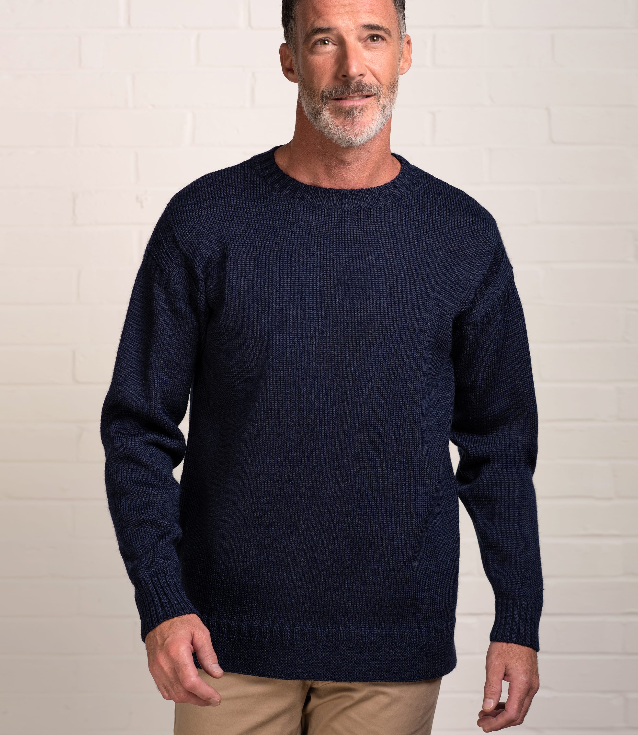 Navy | Mens Pure Wool Guernsey Jumper | WoolOvers AU