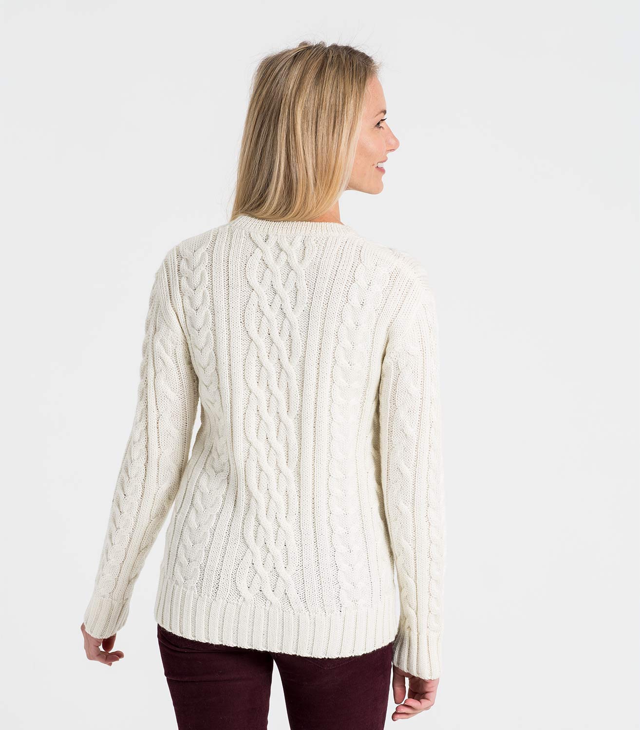 Cream | Womens Pure Wool Aran Sweater | WoolOvers AU