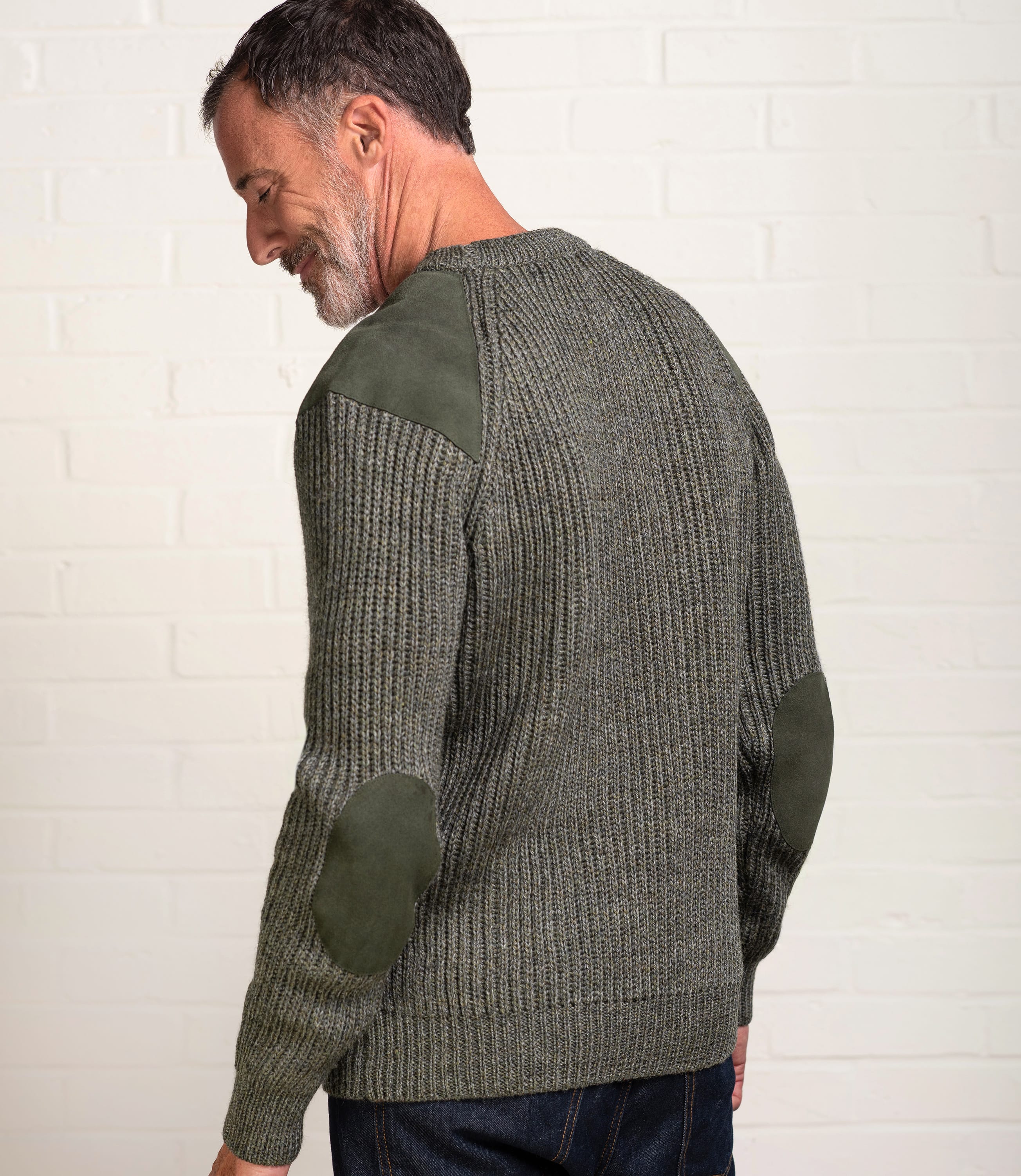 WoolOvers 100% Pure Wool Countryman Sweater Green