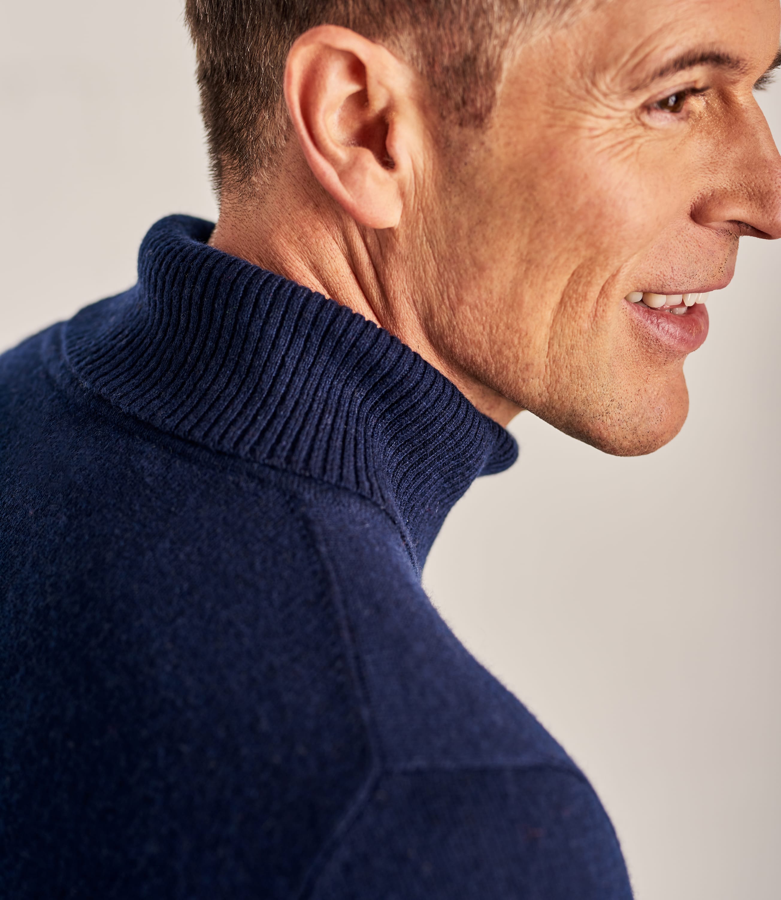 Navy Mens Cashmere And Merino Polo Neck Jumper Woolovers Au