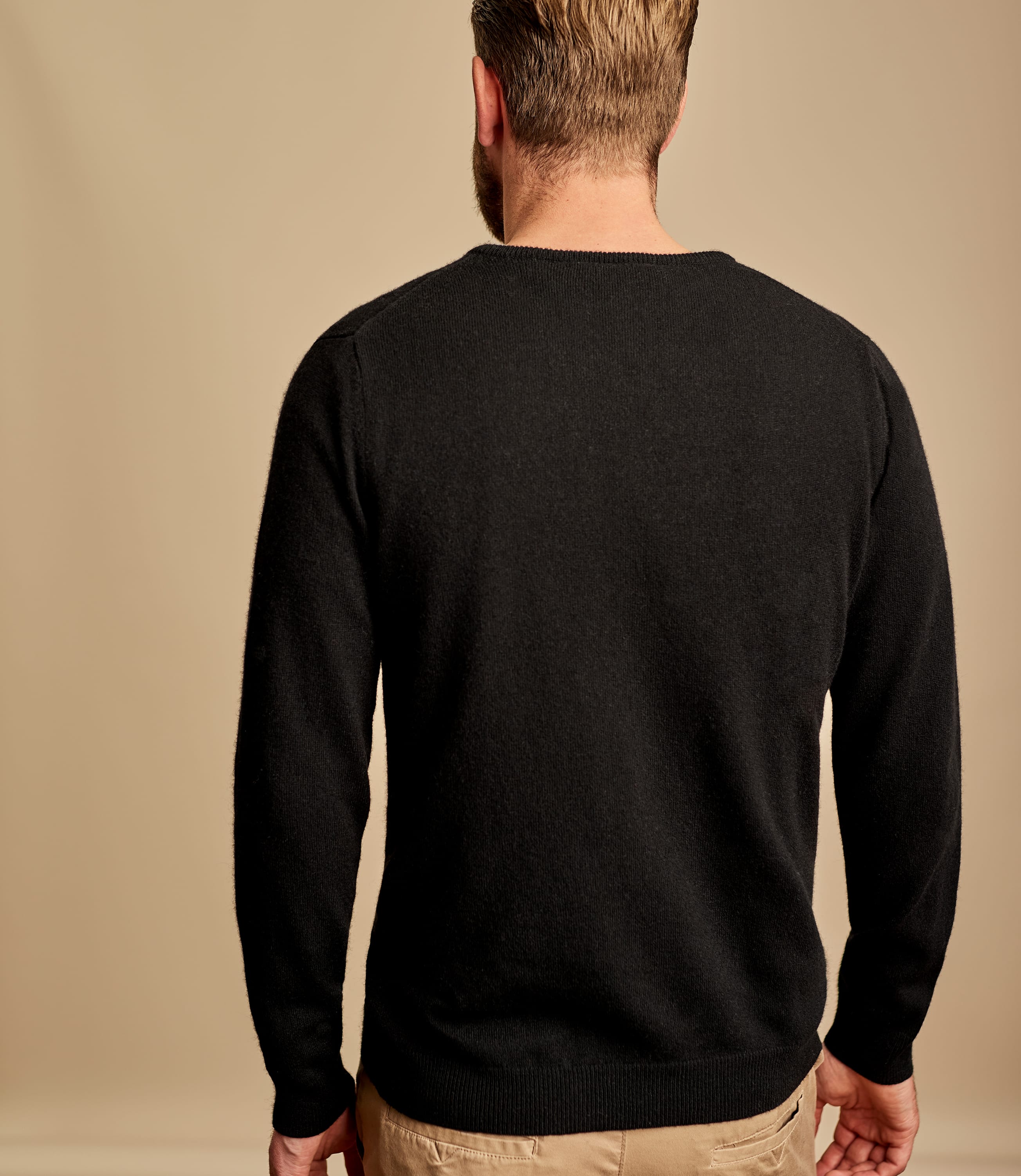 Black Cashmere And Merino Classic V Neck Knitted Sweater Woolovers Us