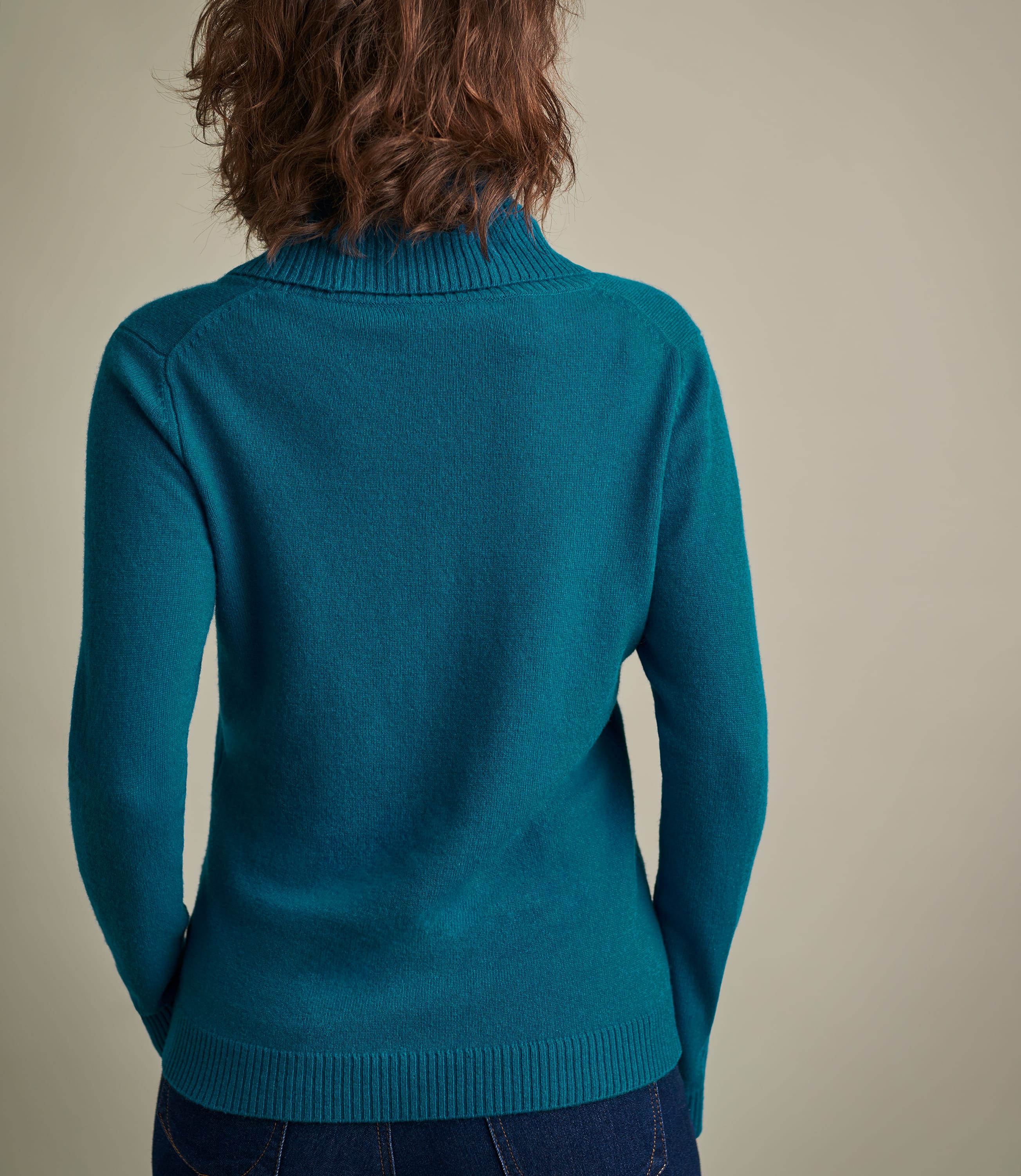 Teal Womens Pure Cashmere Cowl Neck Sweater Woolovers Us