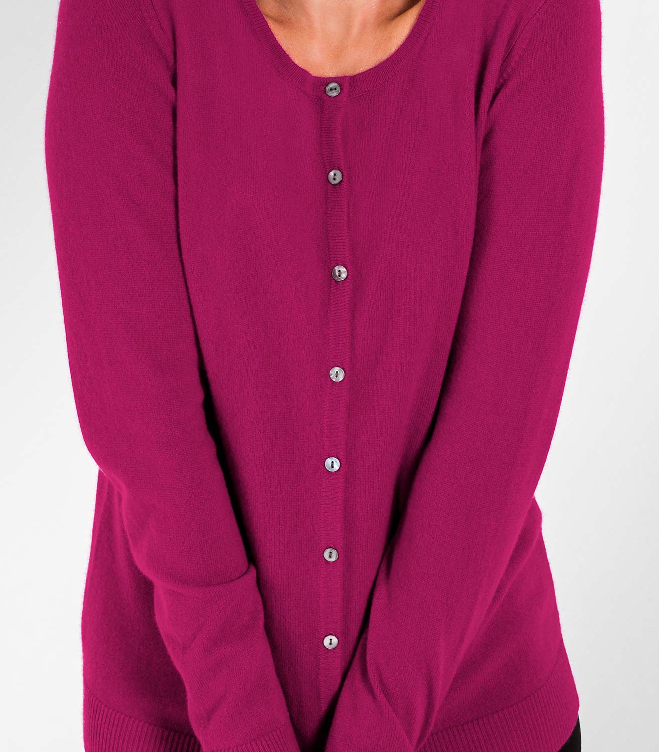 Hot Pink Womens Pure Cashmere Crew Neck Cardigan Woolovers Au