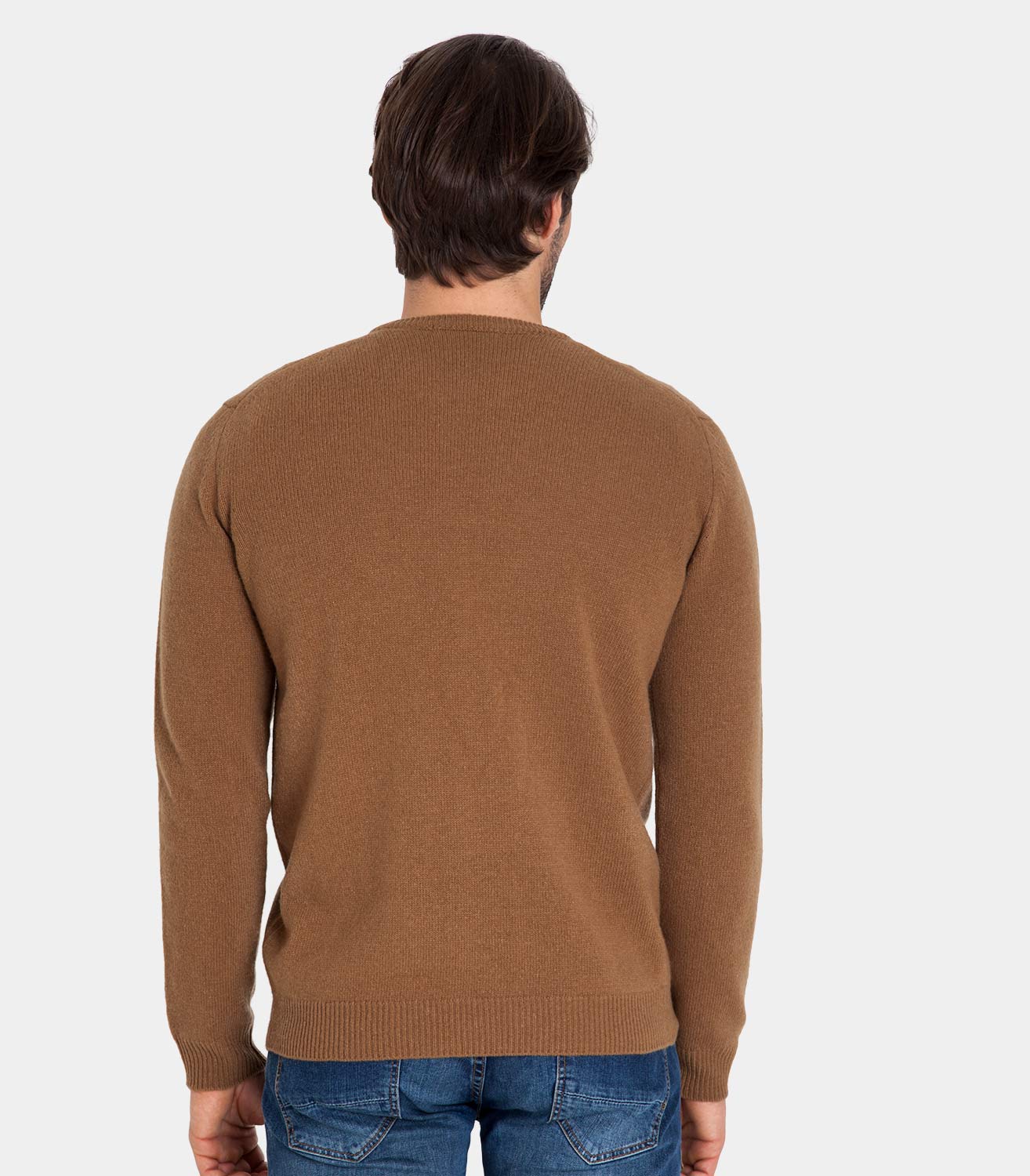 Camel | Mens Lambswool Crew Neck Sweater | WoolOvers US
