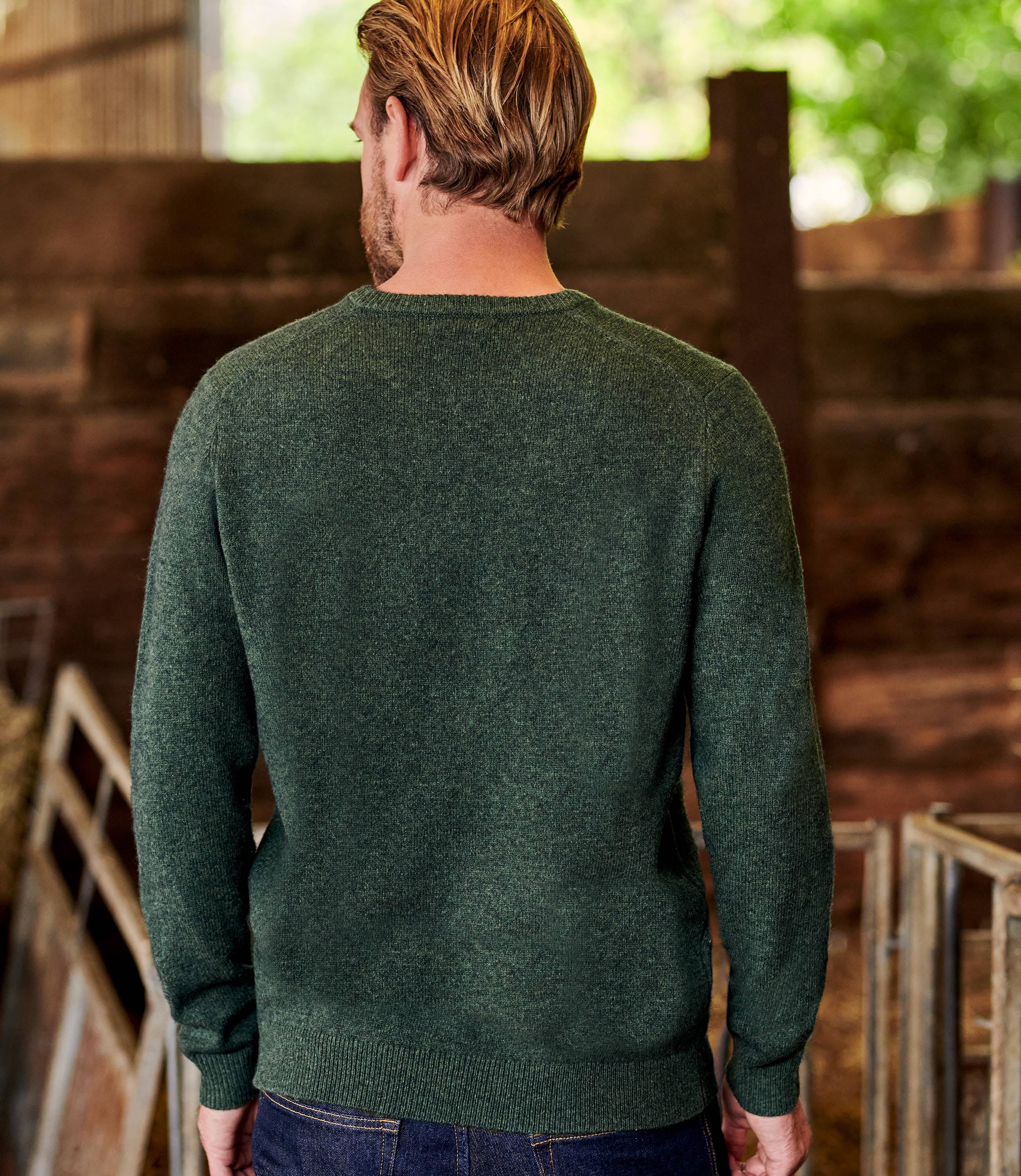 Tweed Green | Mens Lambswool Crew Neck Jumper | WoolOvers AU