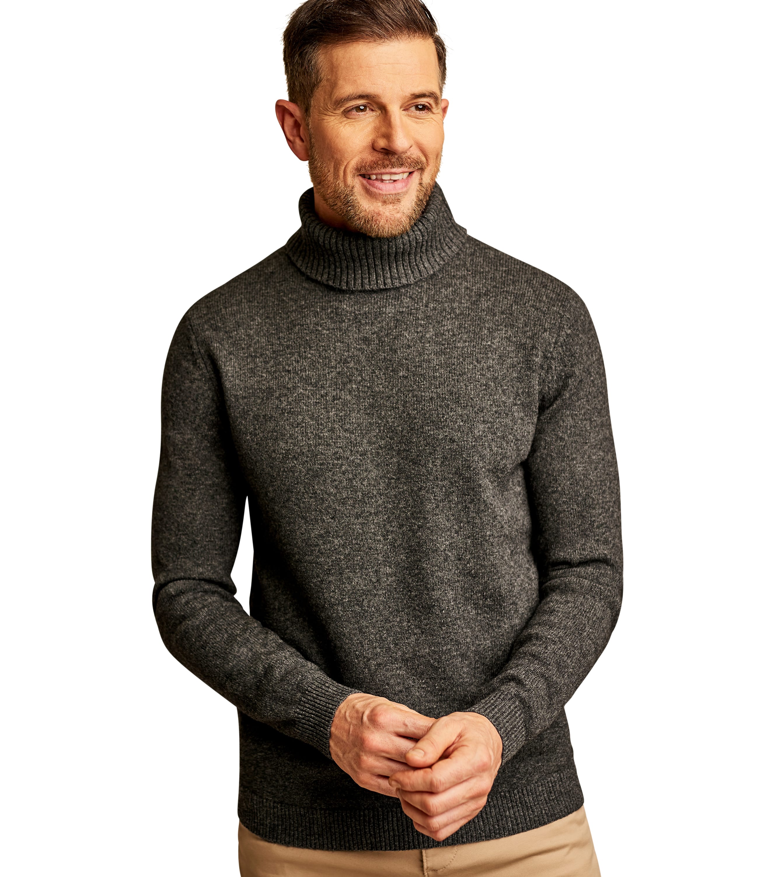 WoolOvers Mens Lambswool Crew Neck Jumper Charcoal, L