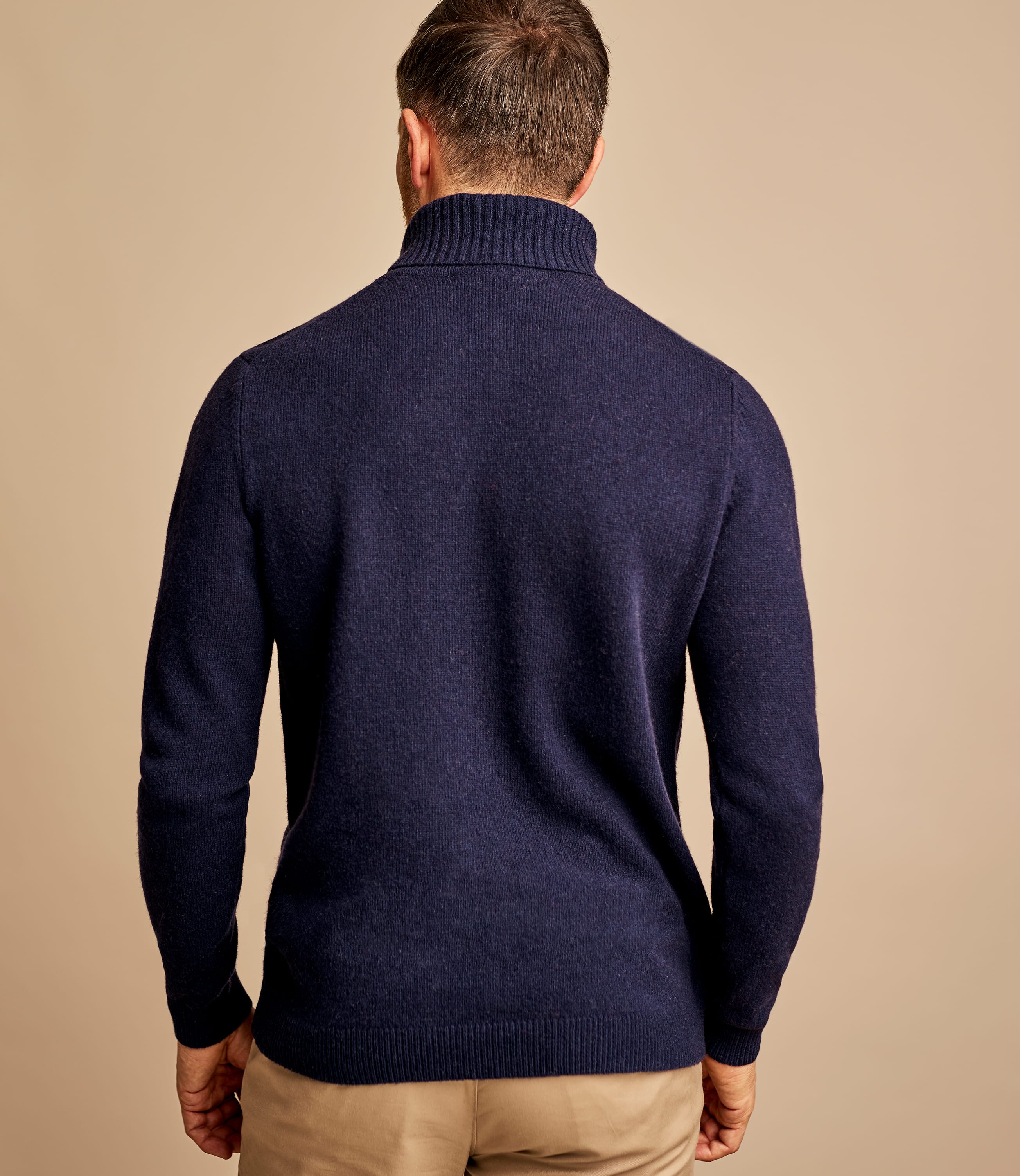 Navy | Pure Lambswool Knitted Turtle Neck Sweater | WoolOvers US