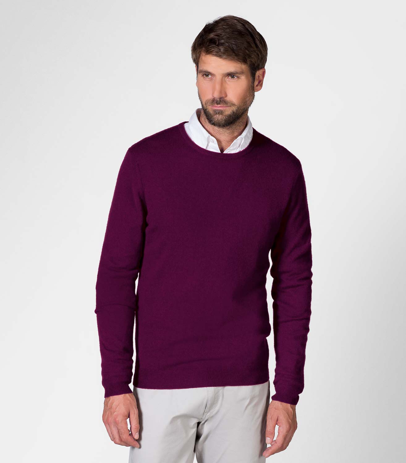 Pull à col rond - Homme - Pur Cachemire S Baies rouges