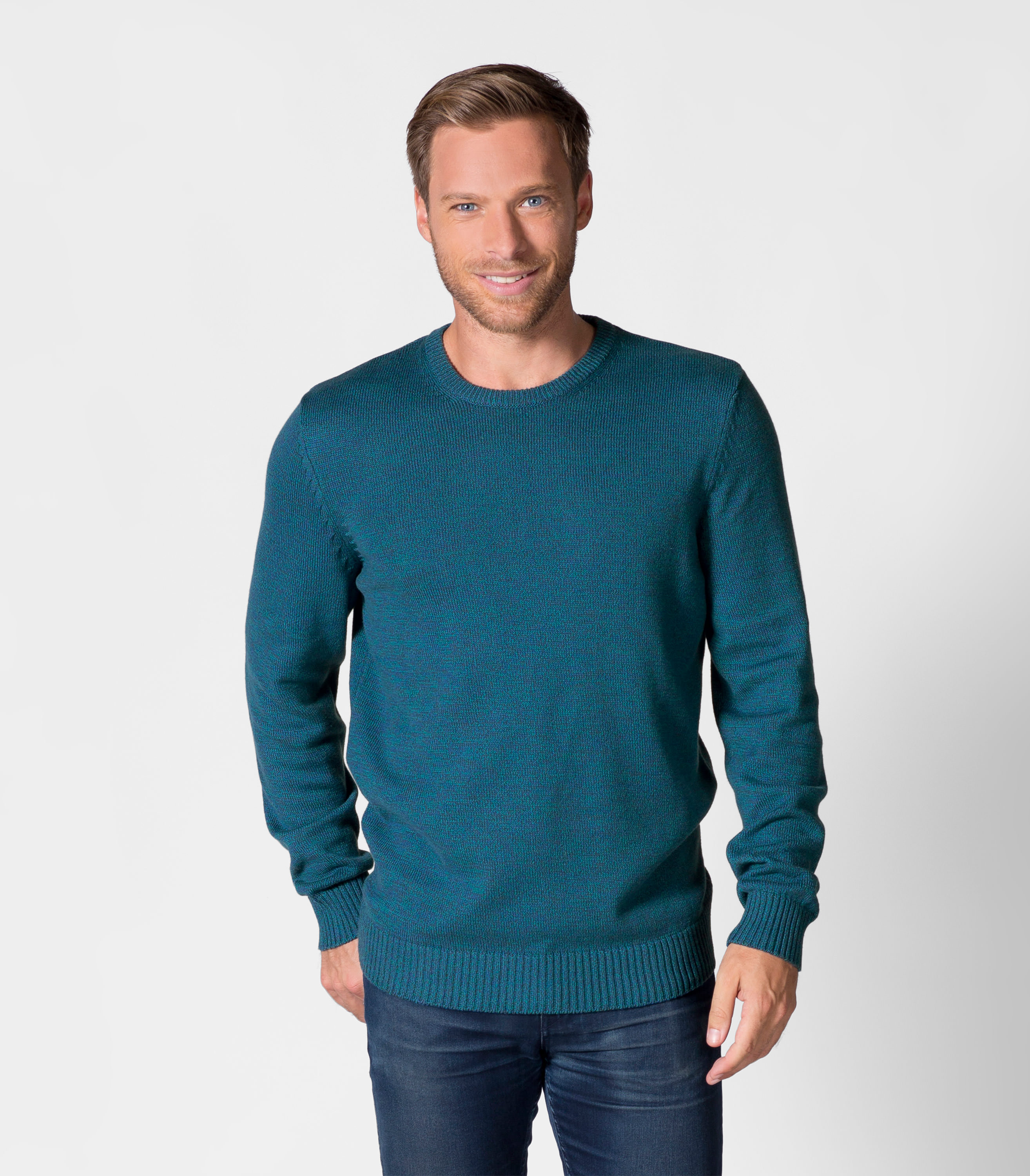 Lake | Mens 100% Cotton Twist Crew Neck Jumper | WoolOvers UK