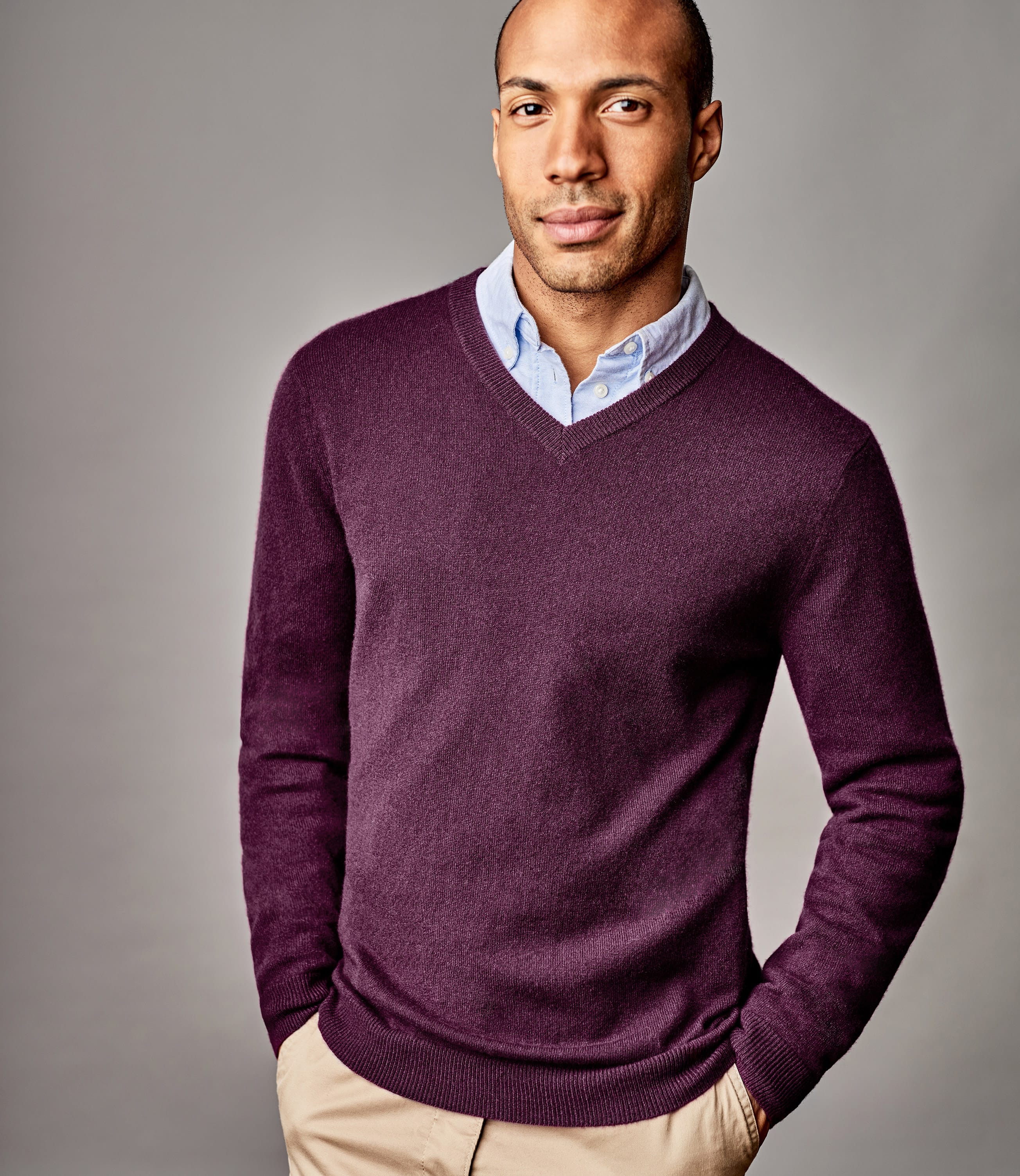 Woolovers Pure Cashmere V Neck Sweater Black