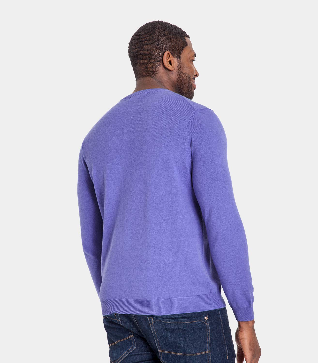 Alpine Blue Mens Cashmere & Cotton Crew Neck Jumper WoolOvers AU