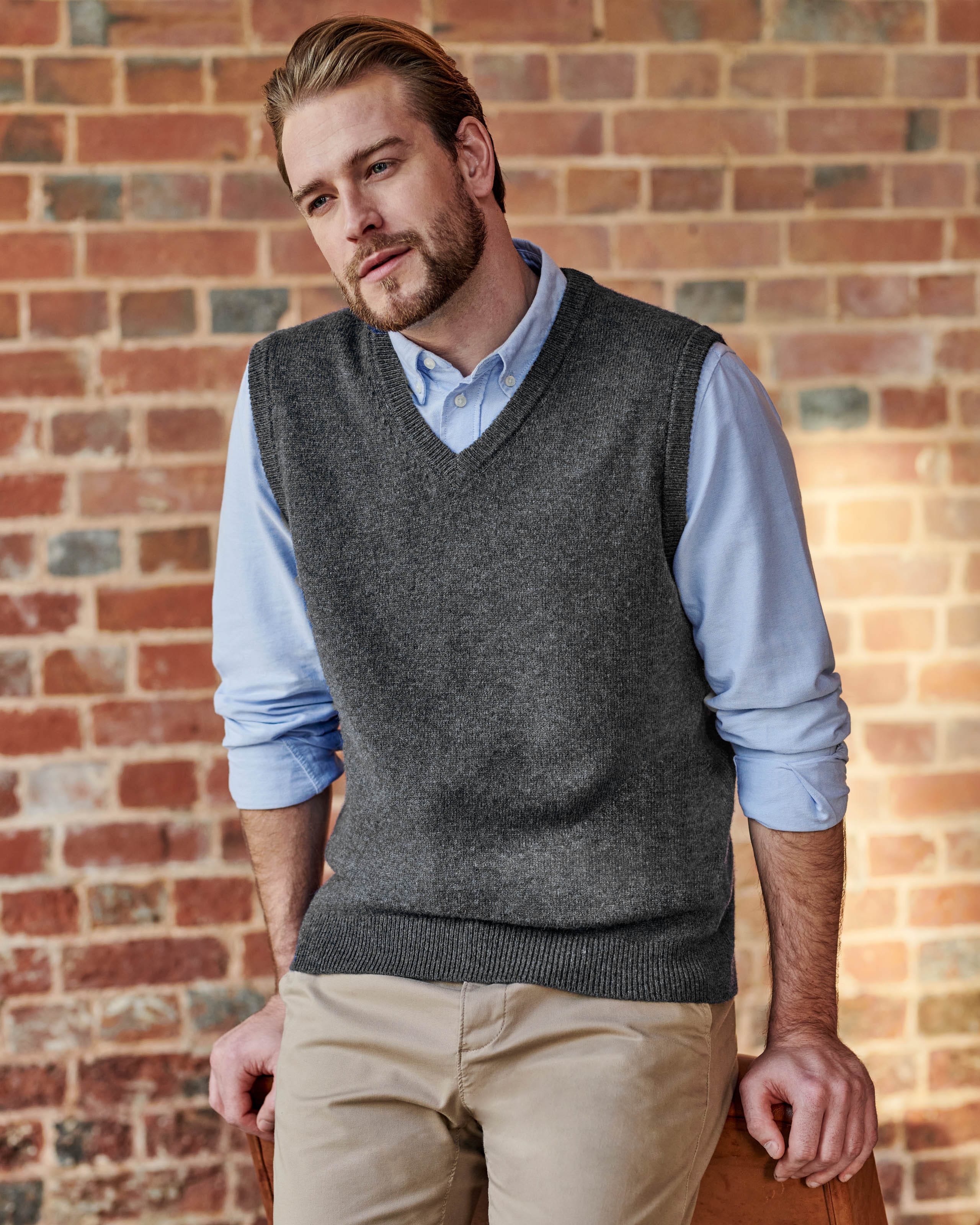 Navy Mens Classic Lambswool Vest WoolOvers US