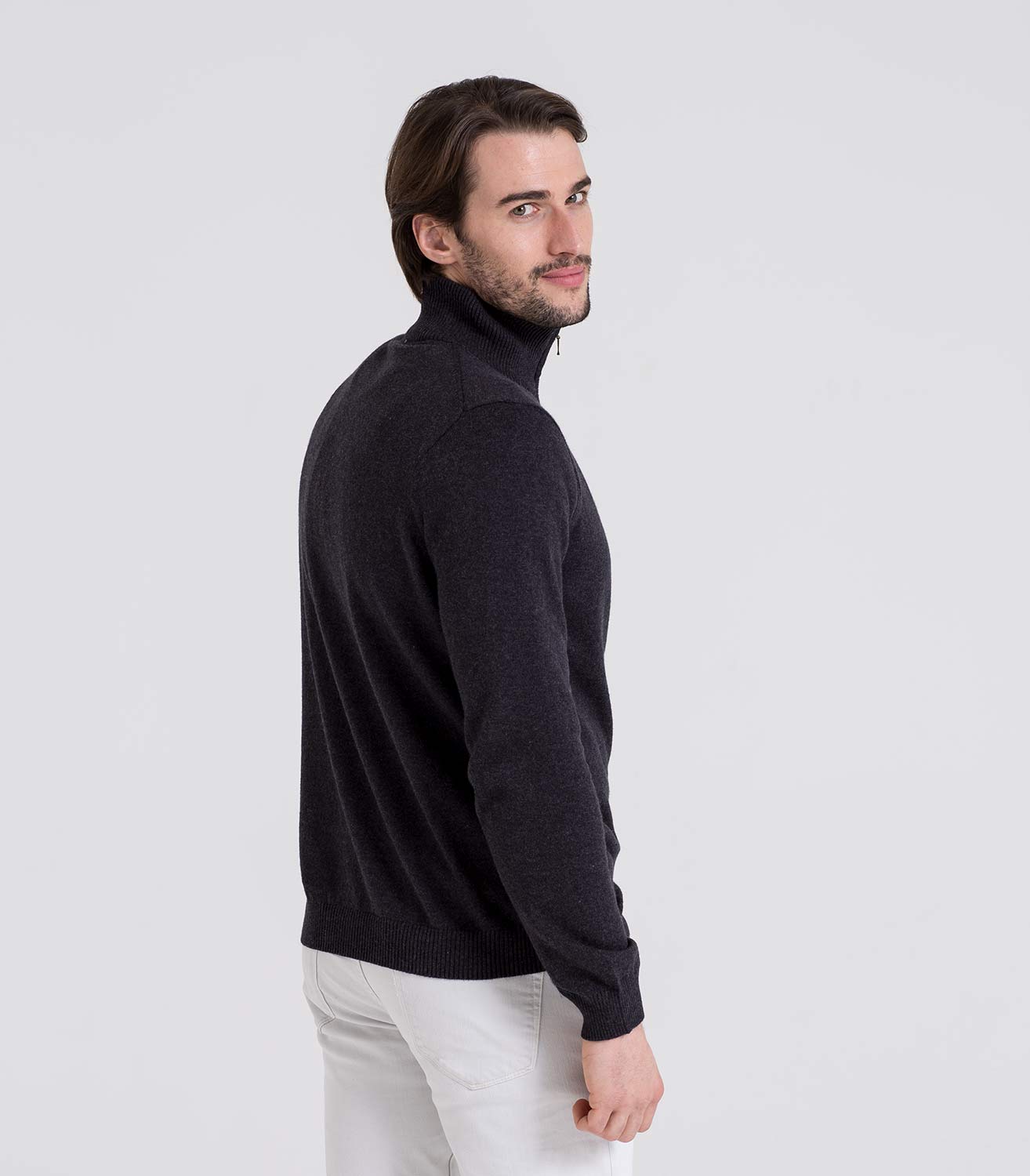 mens cashmere zip neck jumper