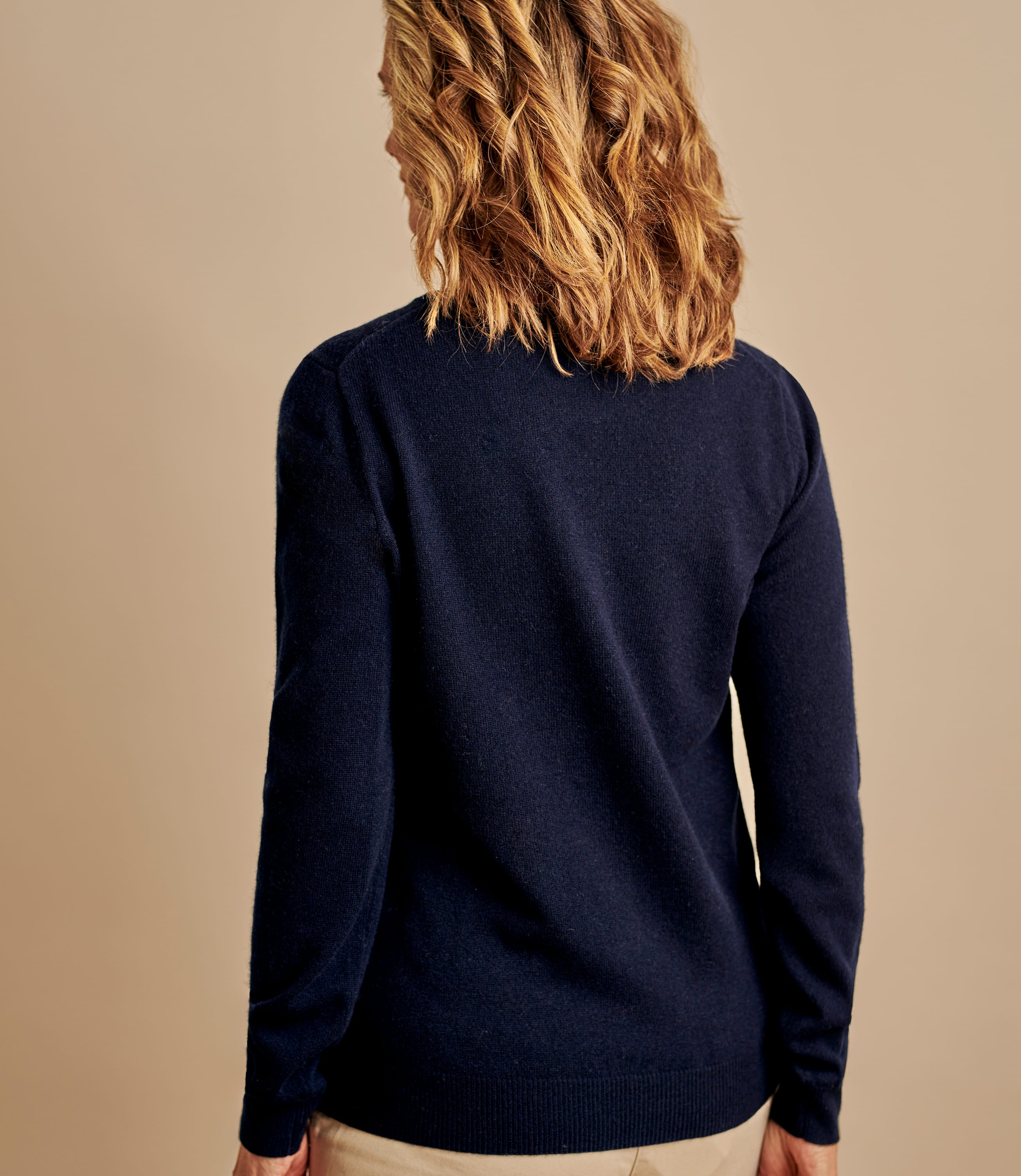 Navy | Cashmere & Merino Crew Neck Knitted Jumper | WoolOvers UK
