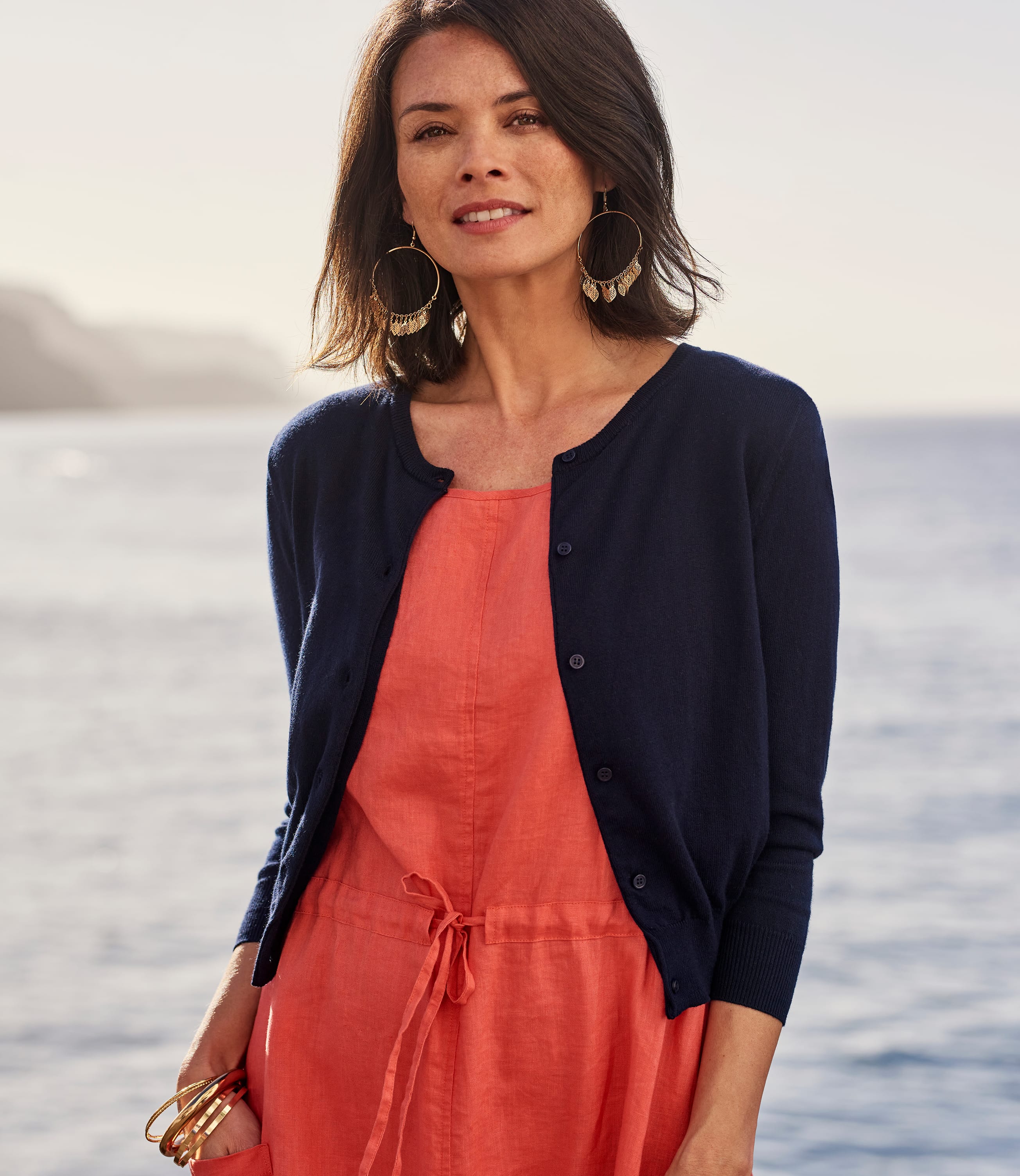 cropped sleeve cardigan