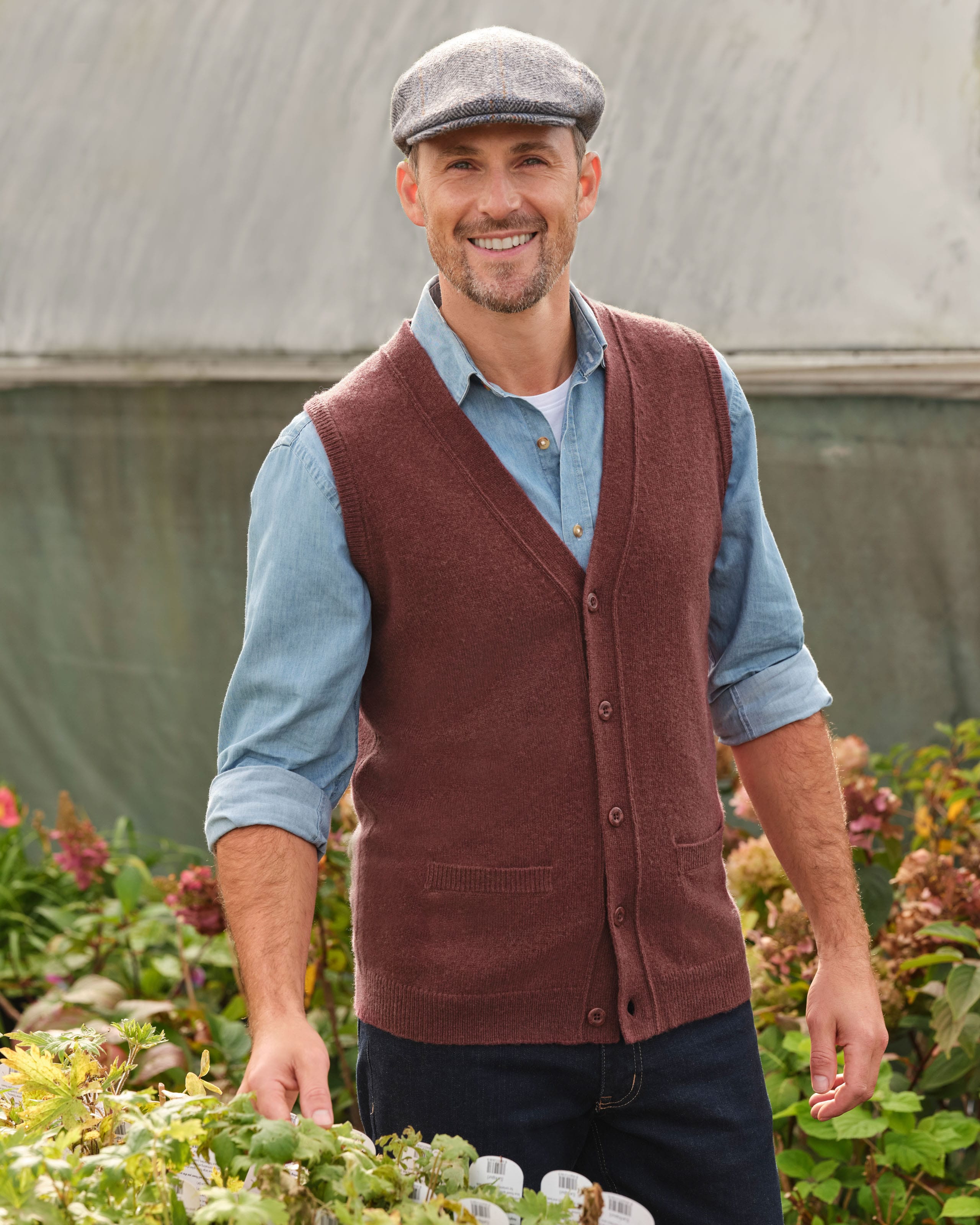 Charcoal Mens Lambswool Vest WoolOvers US