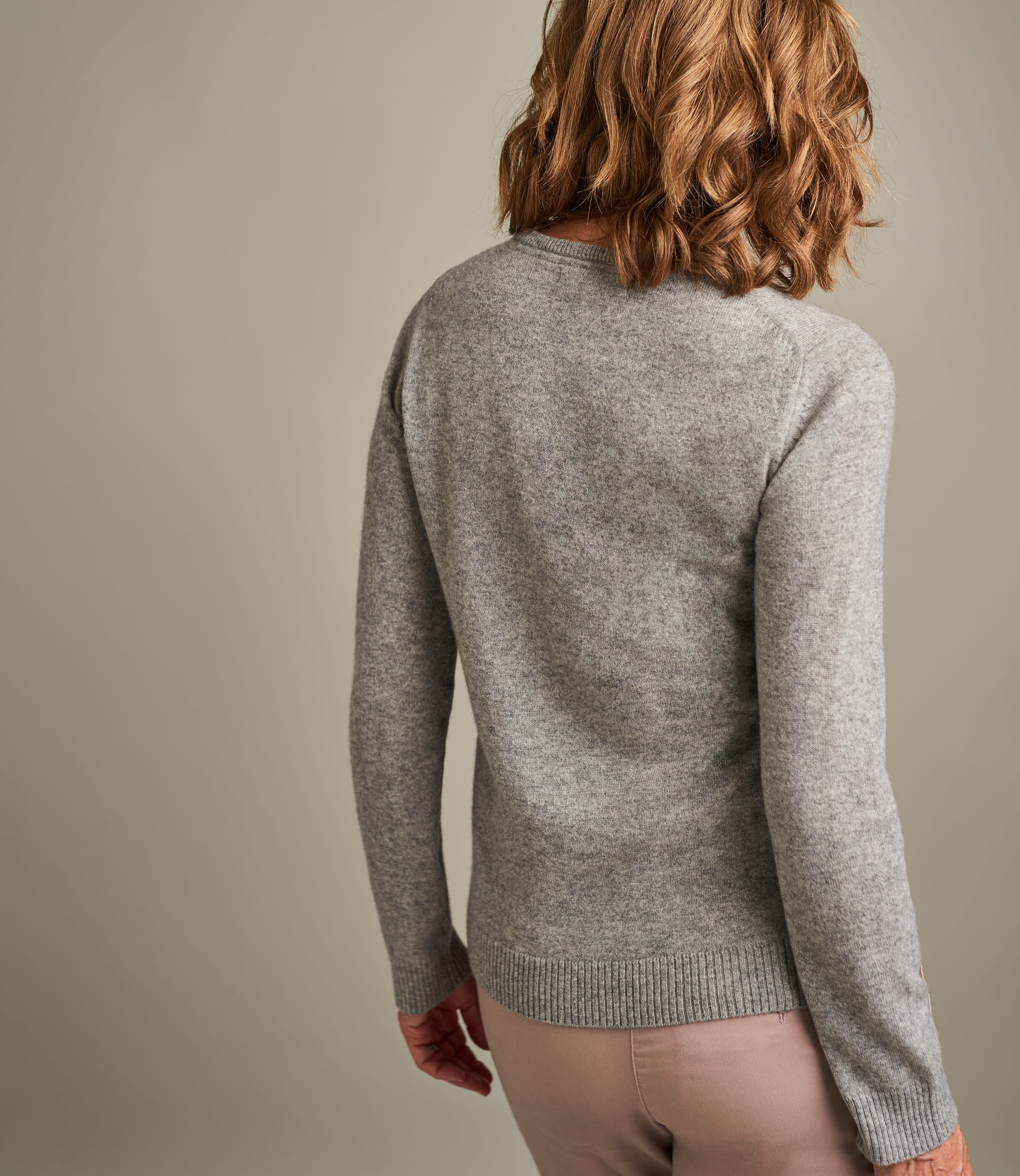 Grey Marl | Womens Pure Cashmere Crew Neck Jumper | WoolOvers UK