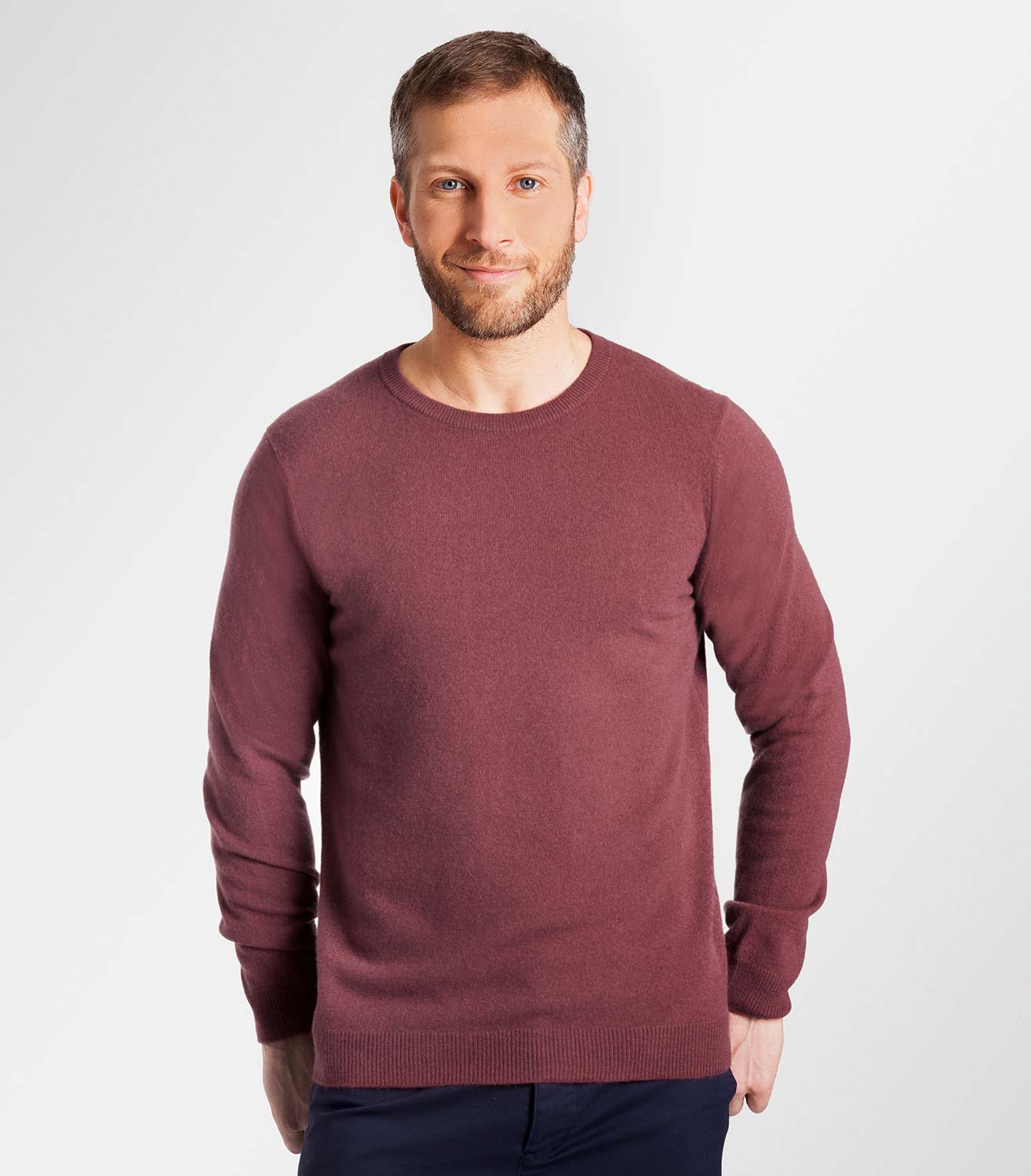 Pull à col rond - Homme - Pur Cachemire L Abricot foncé